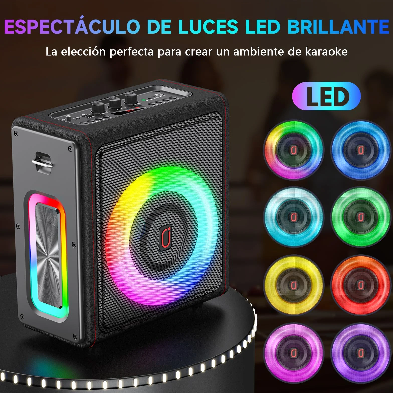 Máquina de Karaoke con micrófonos inalámbricos HWWR Karaoke con 2 Micrófonos para Adultos Niños, Karaoke Sistemas Accessoires utiles pour Micro (MS75-2Mics)