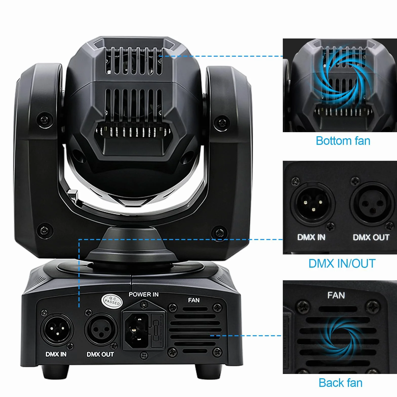 BETOPPER Cabeza Móvil LED RGB, Foco DJ con DMX y Modo Auto/Sonido - Luz Estroboscópica para Escenarios, Bares y Hogar (2P)