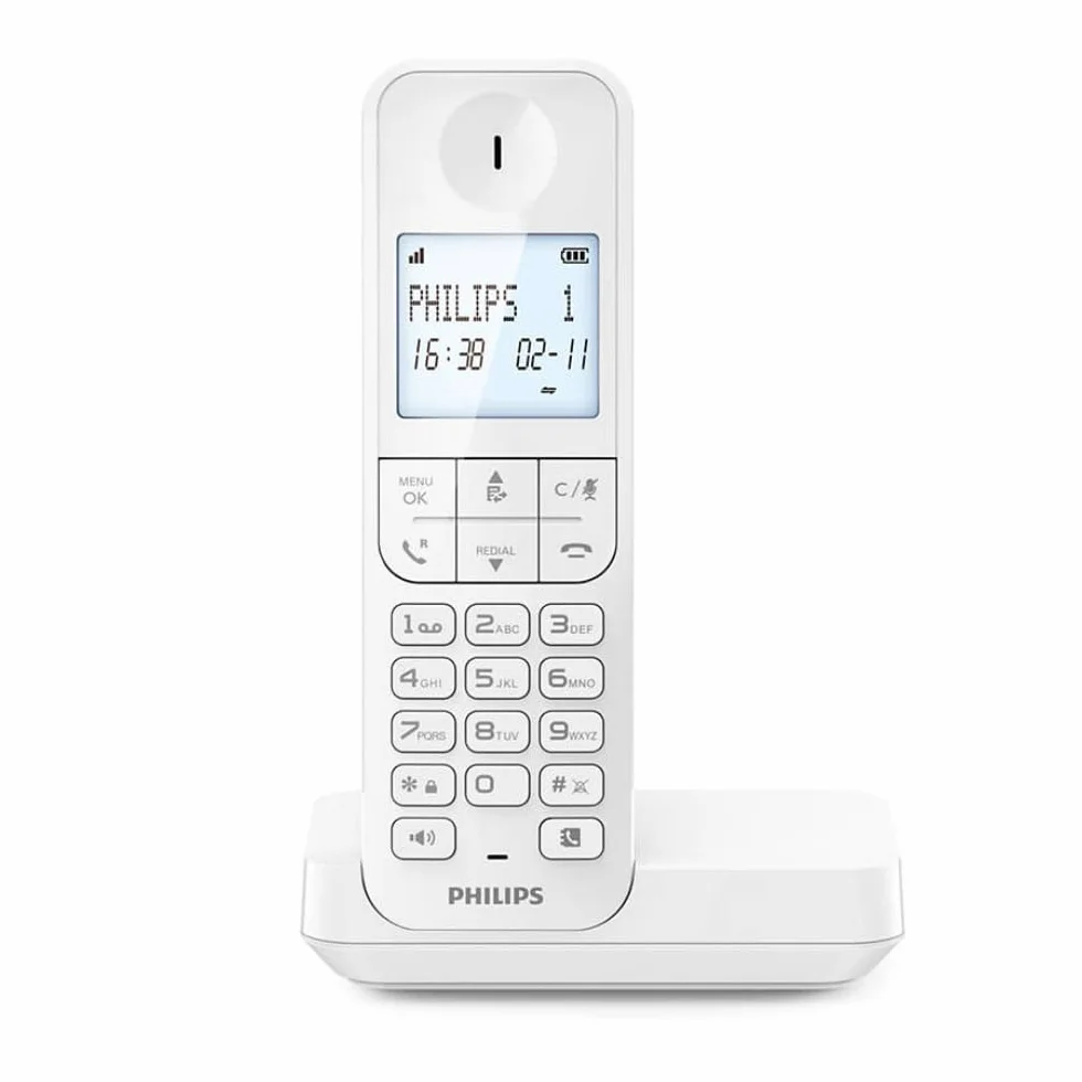 Philips D2701W Teléfono Fijo Inalámbrico Pantalla Retroiluminada 4.6" Manos Libres Blanco