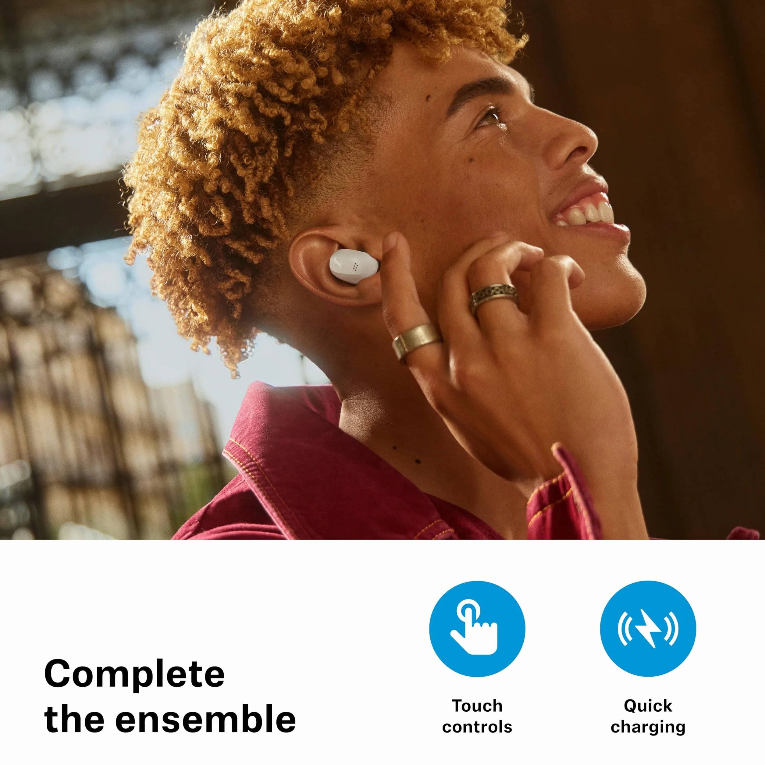 Sennheiser ACCENTUM True Wireless Auriculares - Sonido nítido con ANC híbrida, diseño ergonómico, 28 Horas de duración de batería, Interfaz táctil y Calidad de Llamada con Doble micrófono - Negro