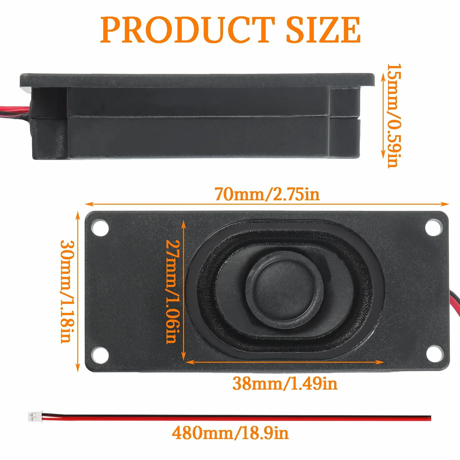 Altavoz 3 vatios 8 ohmios Altavoz 3w 8ohm Interfaz JST-PH2.0 para placa base Arduino Proyectos electrónicos de bricolaje y monitores de TV LCD (4 PCS)