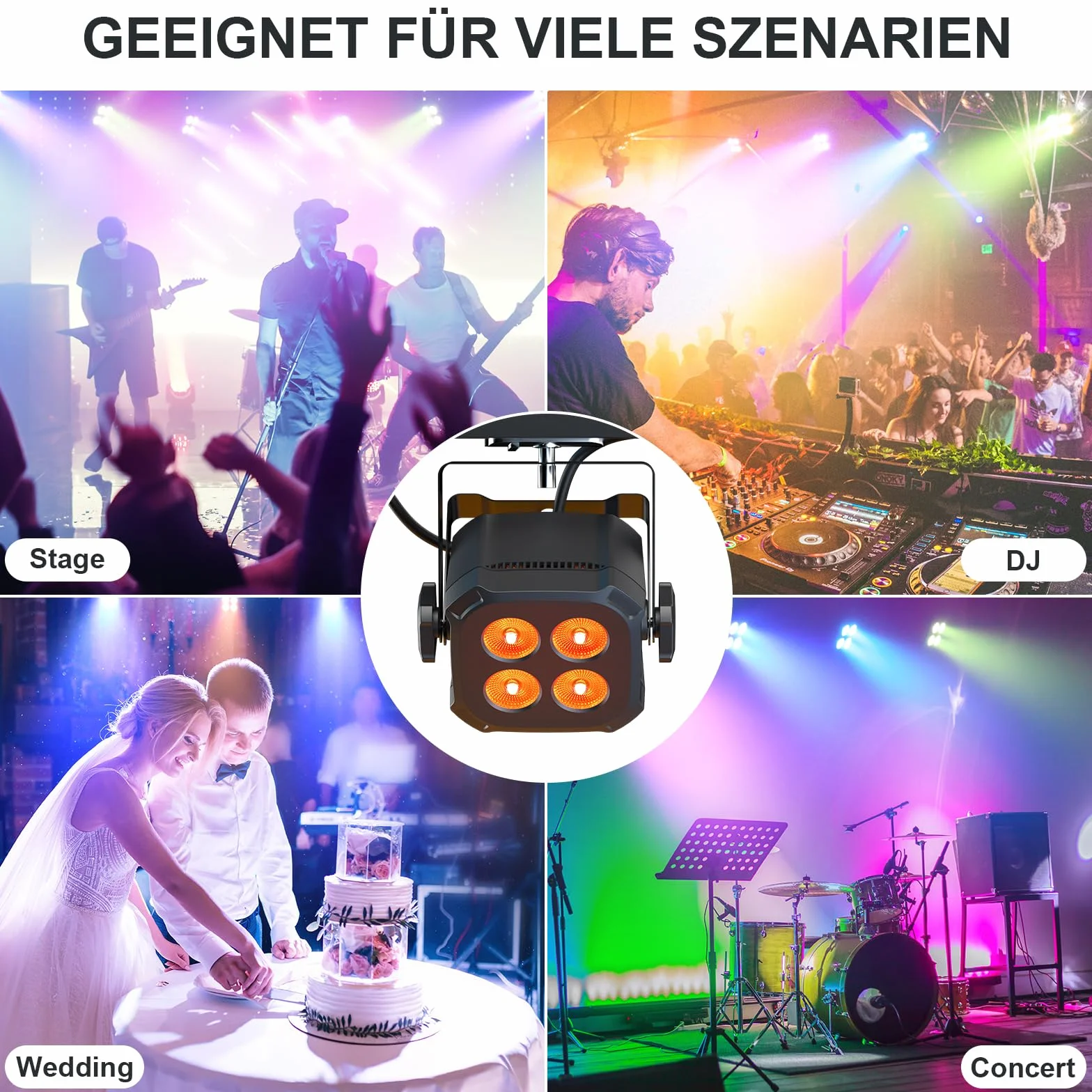 4PCS RGBW Foco Par LED, 40W Luces Discoteca DMX 4/8CH con Control Remoto/Sonido Activado Luz de Escenario, Luces Fiesta para DJ, Bar, Boda, Halloween, Navidad