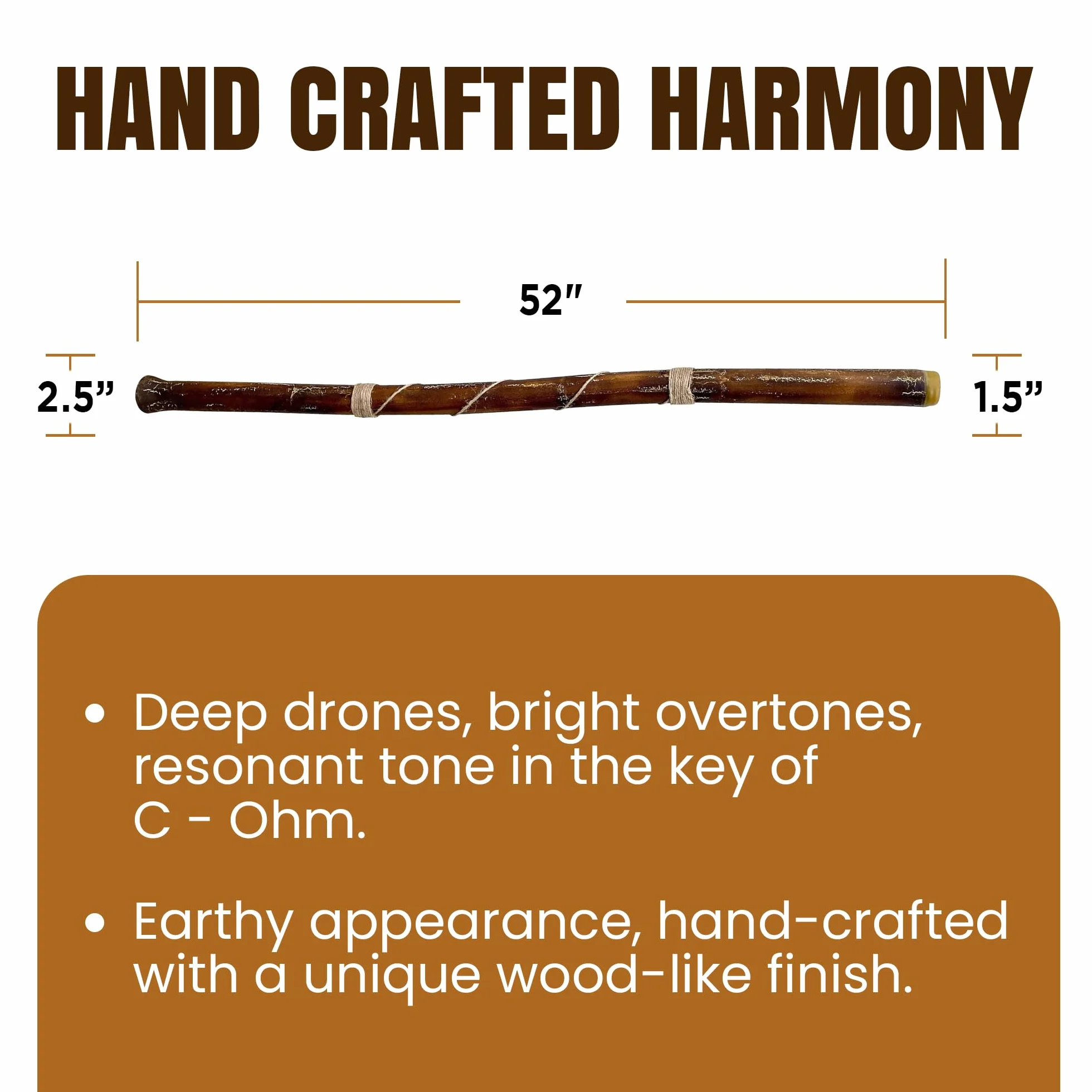 Didgeridoo moderno hecho a mano – Boquilla de cera de abeja, duradero y ligero, ideal para principiantes – Clave de Do Ohm, incluye boquilla gratuita e instrucciones de juego