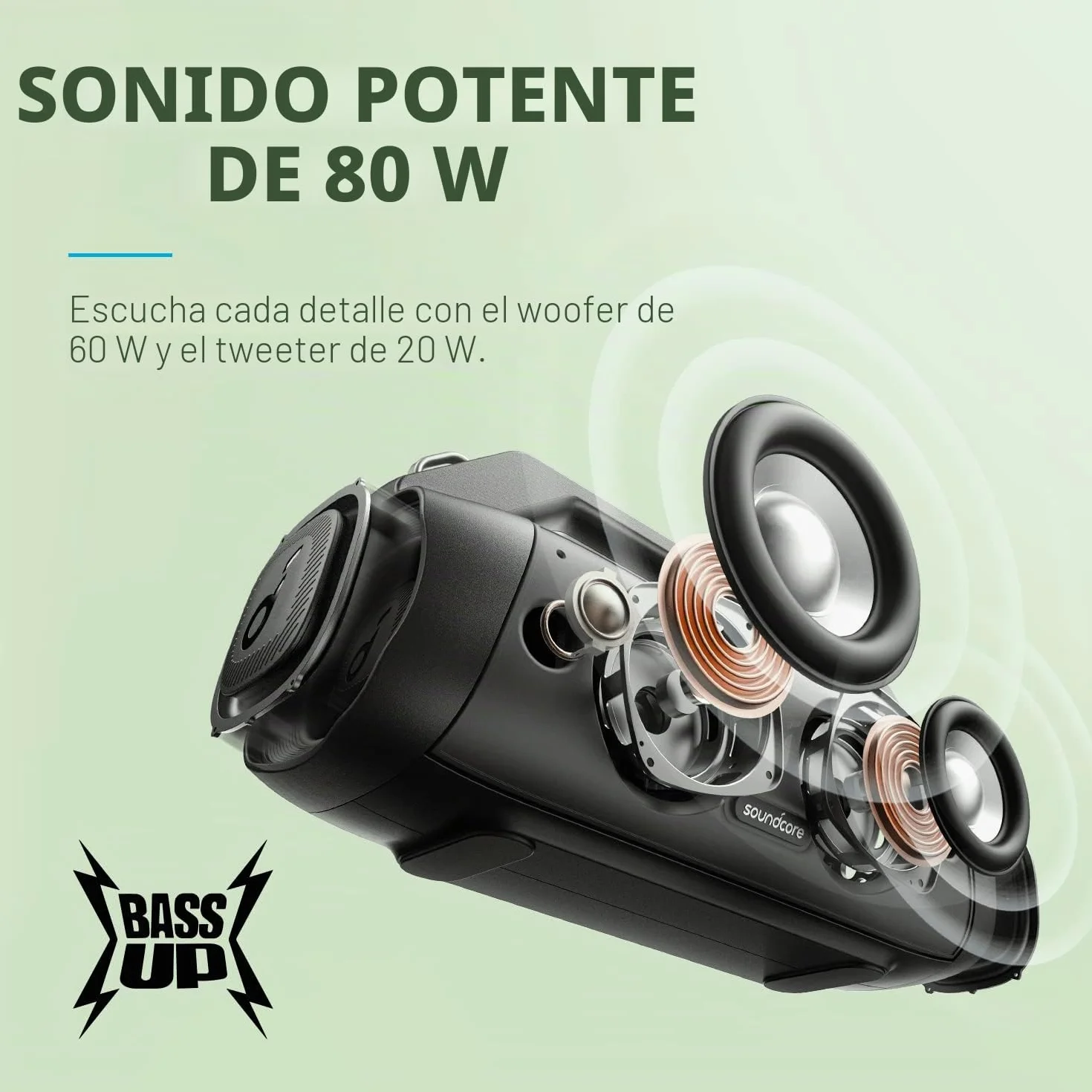 Soundcore Motion Boom Plus Altavoz Bluetooth 80W 20 Horas IP67 Resistente al Agua y Polvo Bluetooth 5.3 Portátil