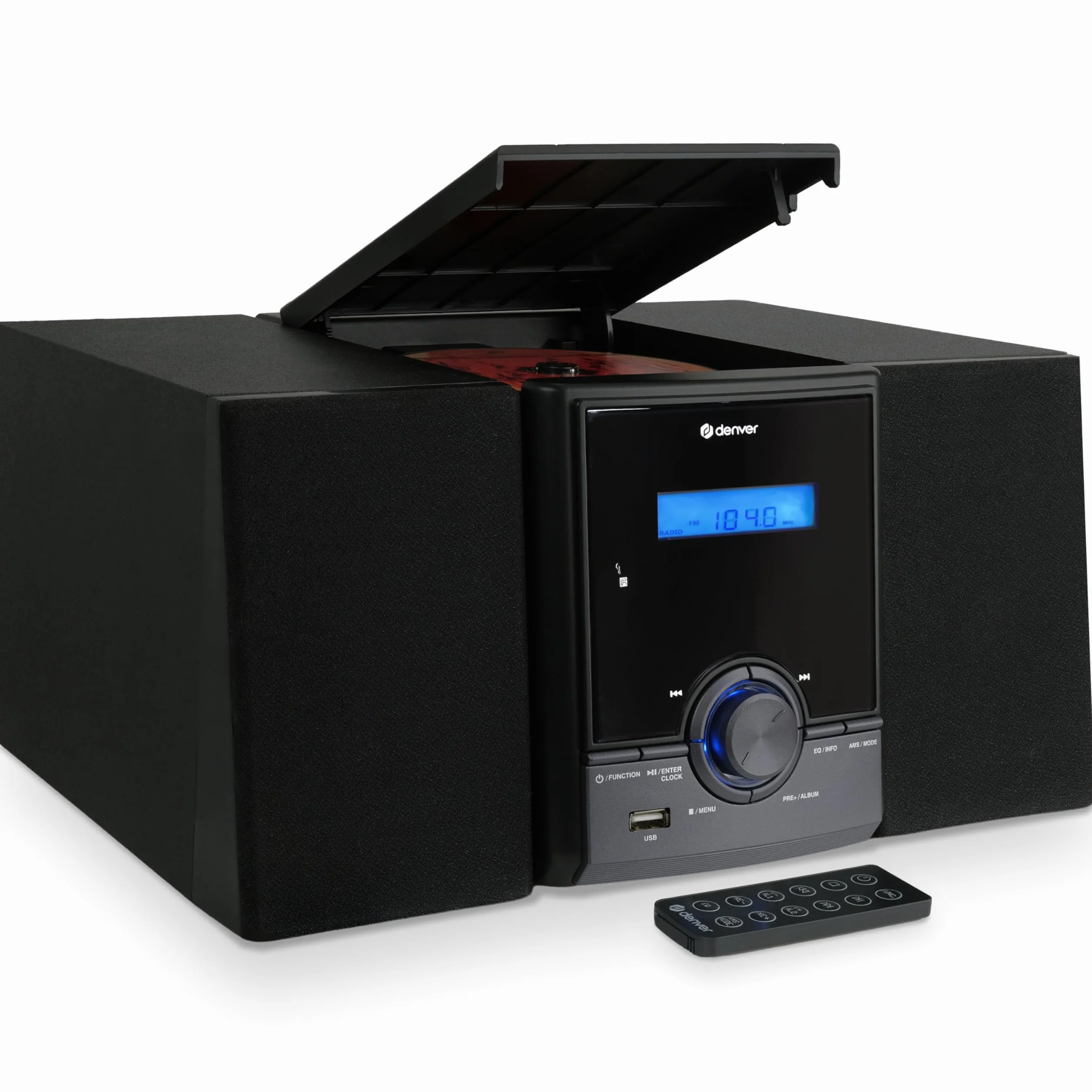 Denver MDA-285 Microcadena Dab/FM con CD, Bluetooth, USB MP3, AUX, Auriculares, Doble Alarma, 2 x 5 W RMS