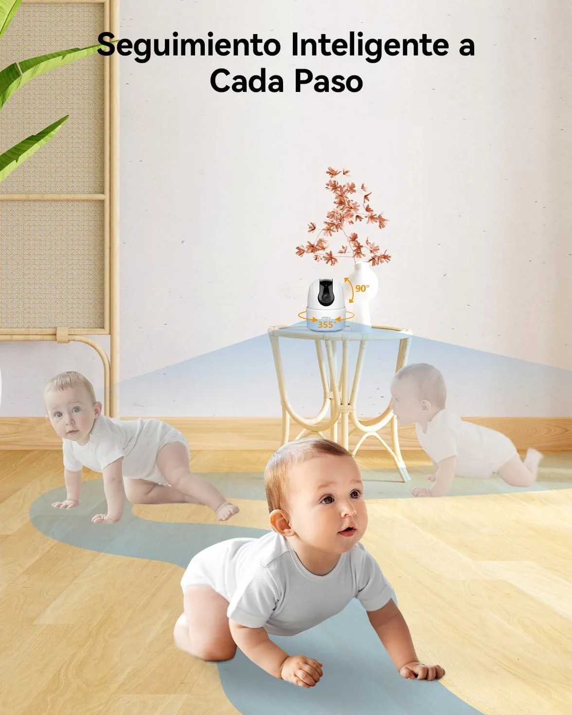 Imou Cámara IP WiFi Interior 2K (3MP) con Detección de Humano, 360°, Audio Bidireccional, Compatible con Alexa
