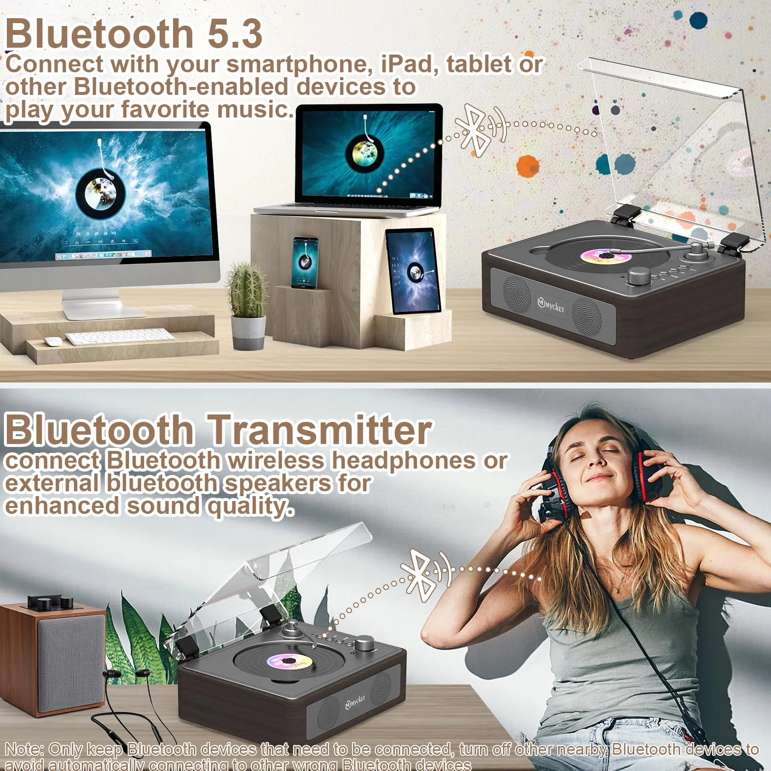 Reproductor portátil de CD Boombox recargable con Bluetooth altavoces estéreo duales