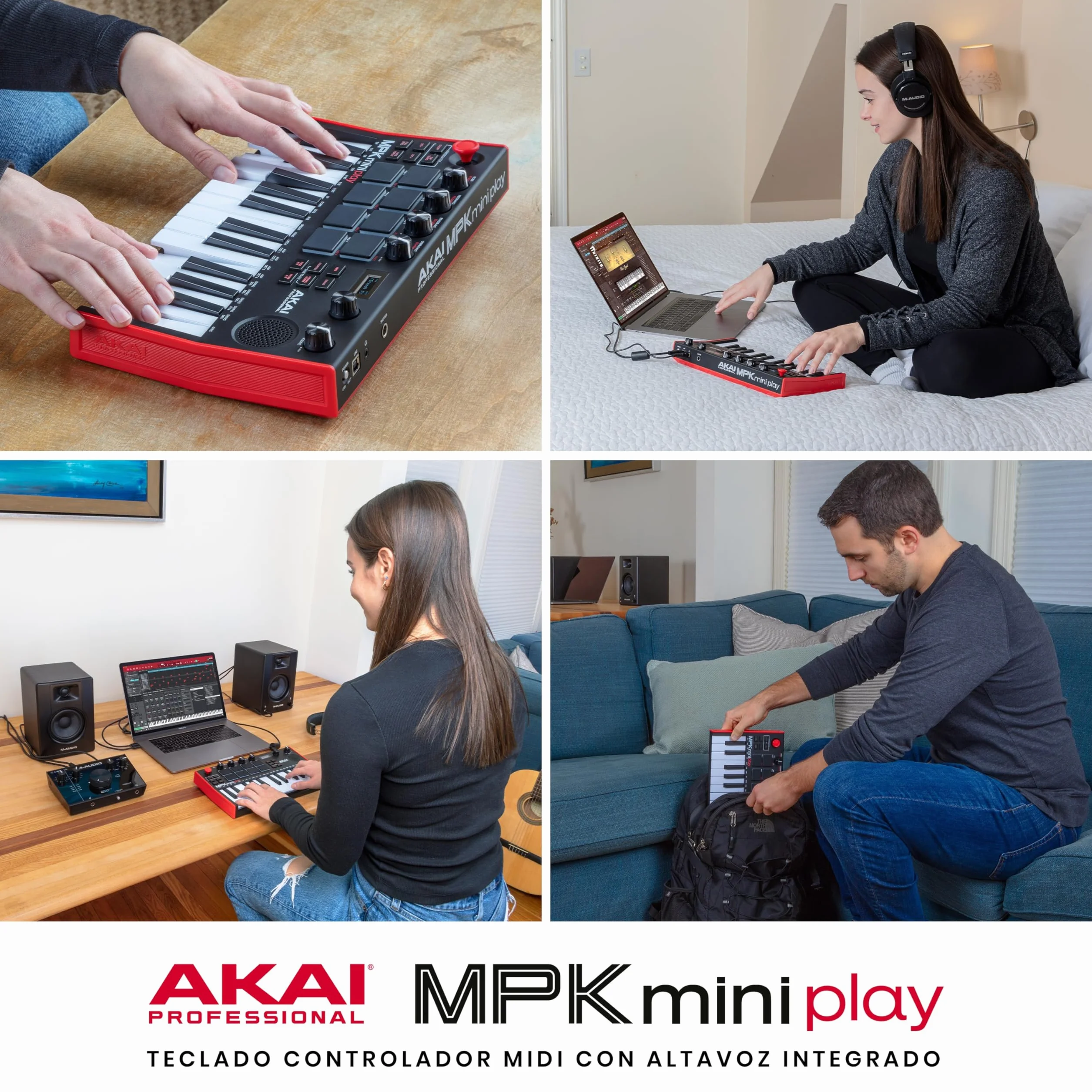 Akai Professional MPK Mini Play MK3 - Teclado Controlador MIDI con Altavoz y Sonidos Integrados, Pads MPC, Teclado Dinámico, Software de Producción Musical y Native Instruments Sound Package