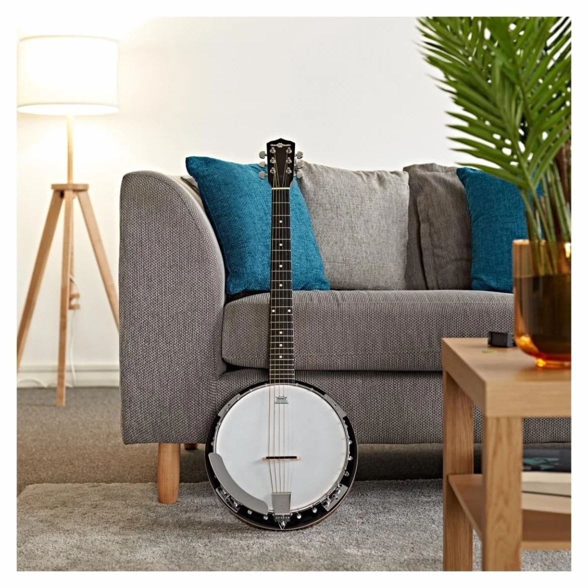 Gear4music Guitarra Banjo 6 Cuerdas con Funda y Afinador de Clavijero