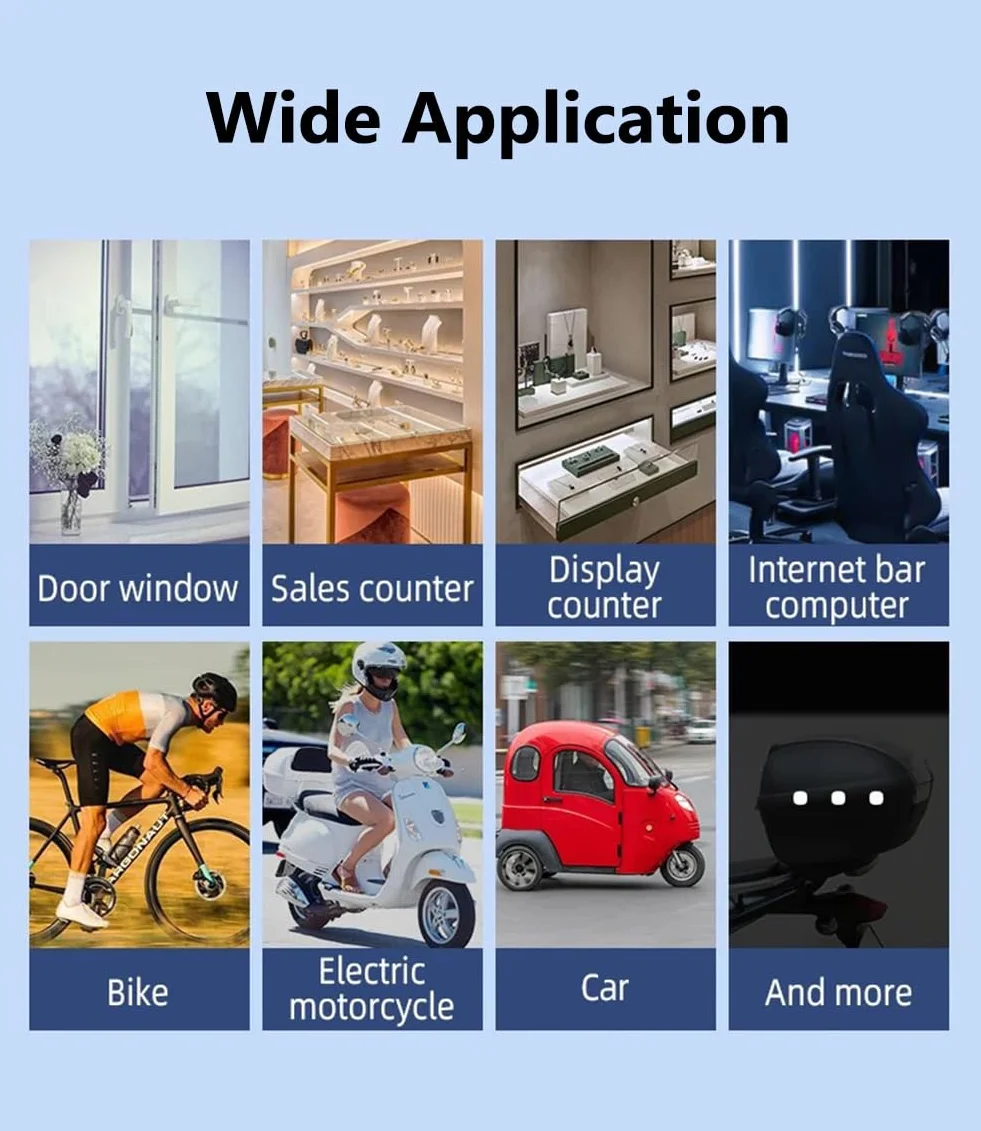 Mengshen Alarma Antirrobo para Bicicleta Alarma Seguridad Vibración Sensor Movimiento Sistema Alarma Seguridad para E-Bike Bicicleta Puerta Ventana Coche 110dB Loud (2 Mando a Distancia Incluido)