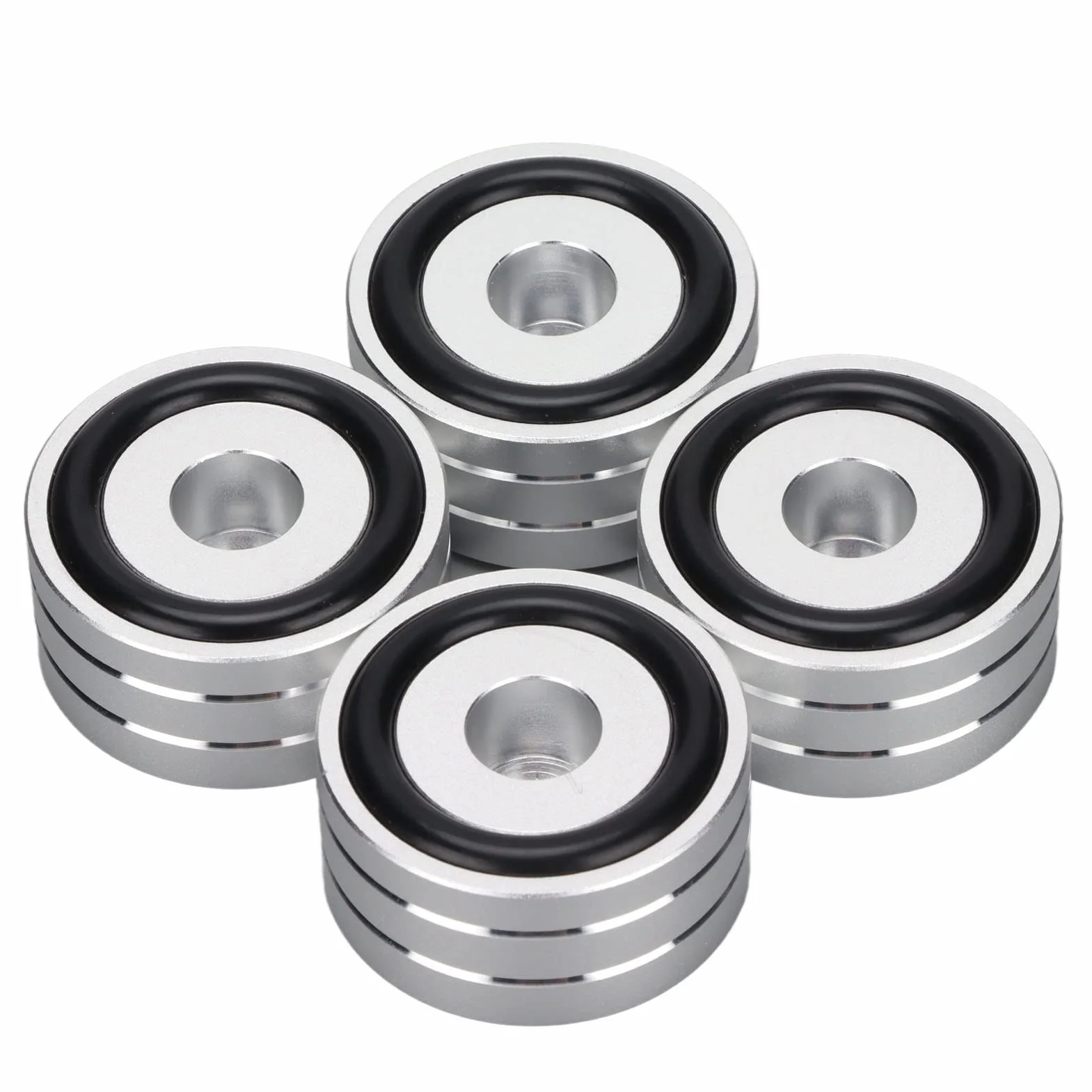 Pie de Soporte de Punta de Aislamiento de Altavoz, 4 Piezas 40x20 Mm Almohadilla de Pie de Aislamiento de Altavoz de Aluminio, Pie de Aislamiento de Tocadiscos HiFi de Goma Antideslizante, para(Plata)