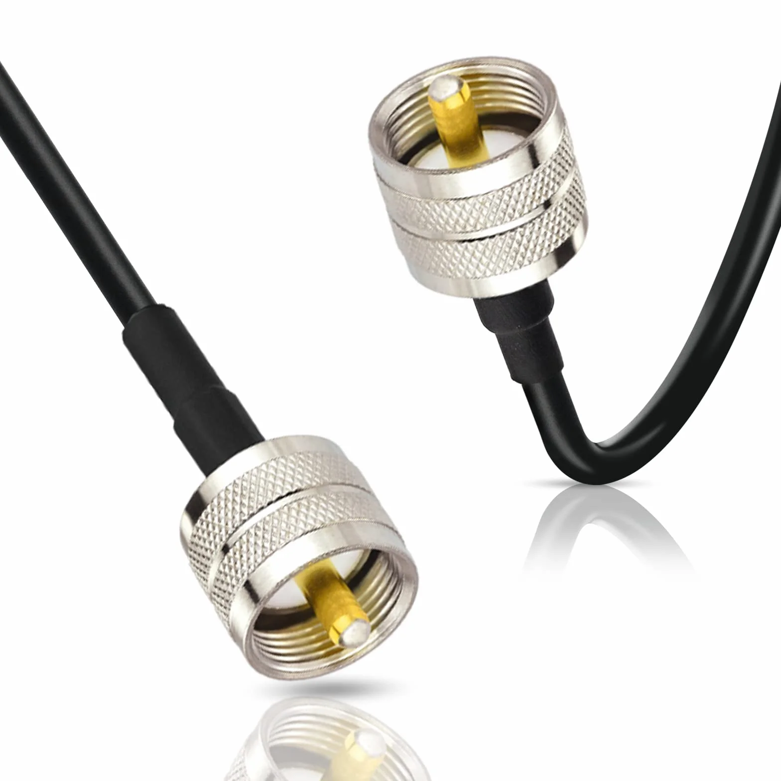Bingfu Cable Coaxial de Extensión UHF PL259 Macho a Macho RG58 30cm para Radioaficionado