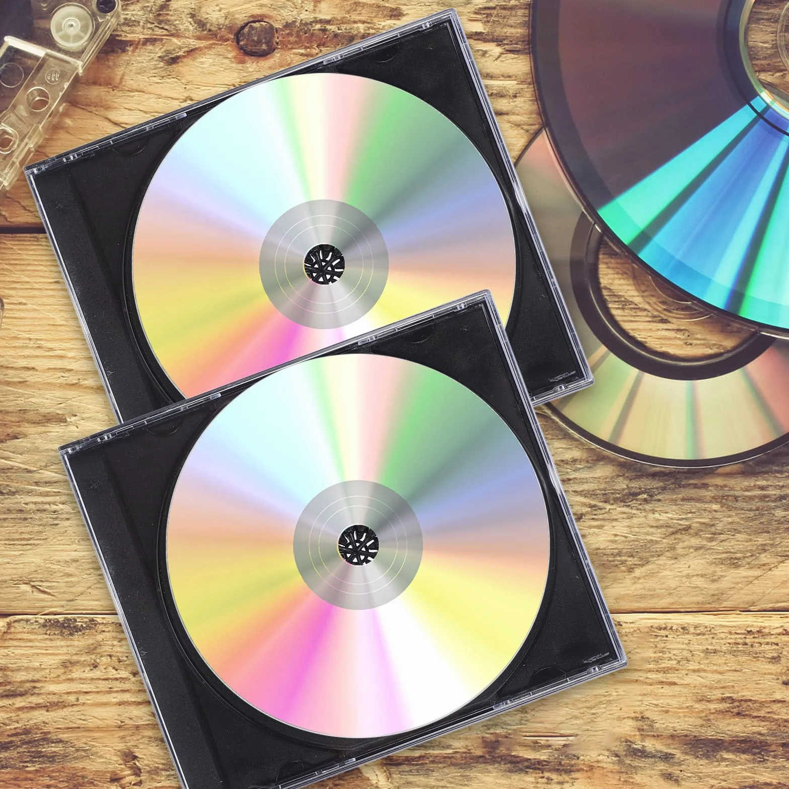 Cajas de Almacenamiento para CD Transparentes de Plástico, Compactas y Reutilizables, Pack de 2 Unidades para Oficina y Hogar