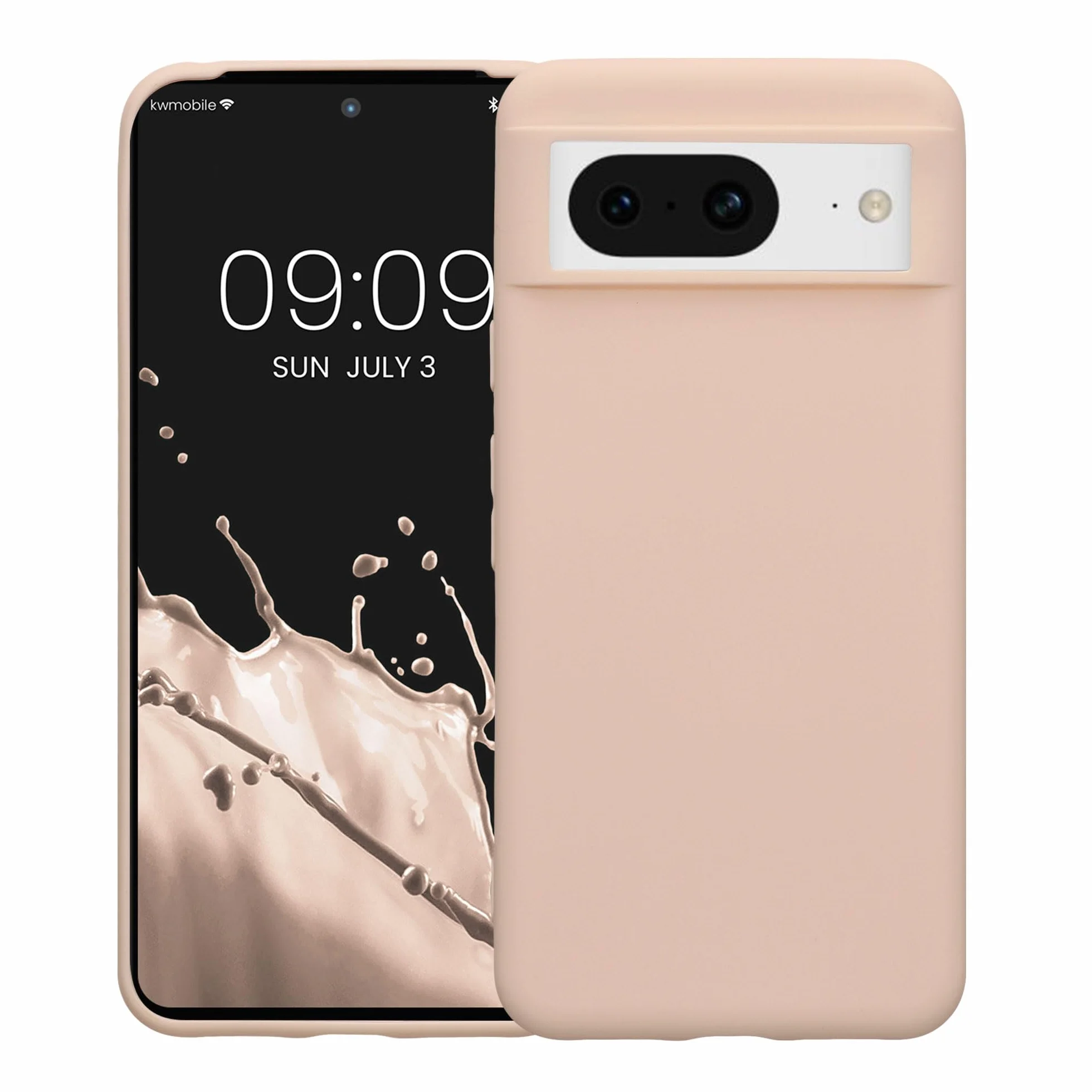 kwmobile Funda para Google Pixel 8 Carcasa - Ultrafina de TPU y Silicona con Bordes elevados anticaídas - Beige Rosa Claro
