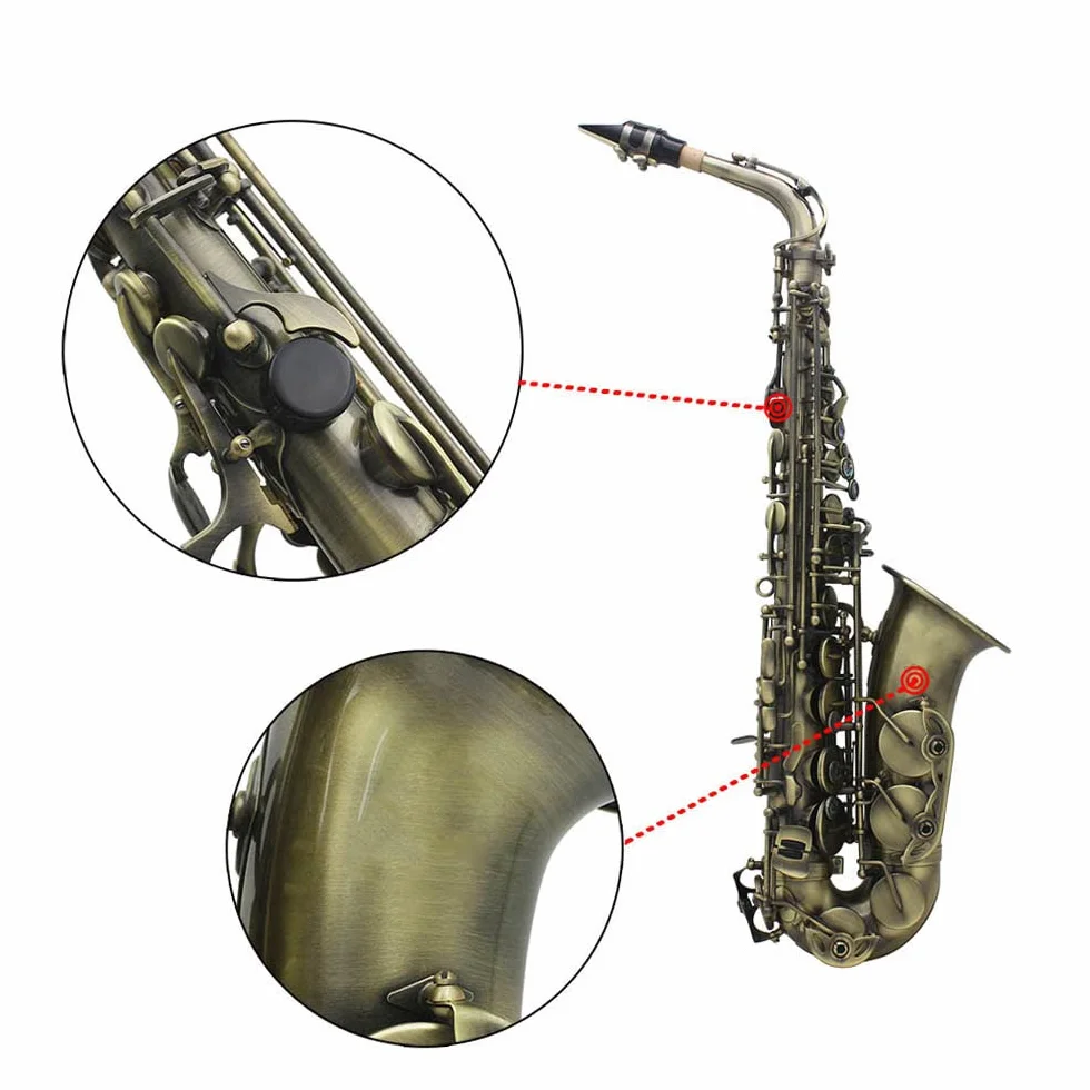 Btuty Alto grado acabado antiguo Bend Eb E-flat Saxofón alto Saxofón Abalone Shell clave tallar patrón con caso guantes limpieza paño correas cepillo