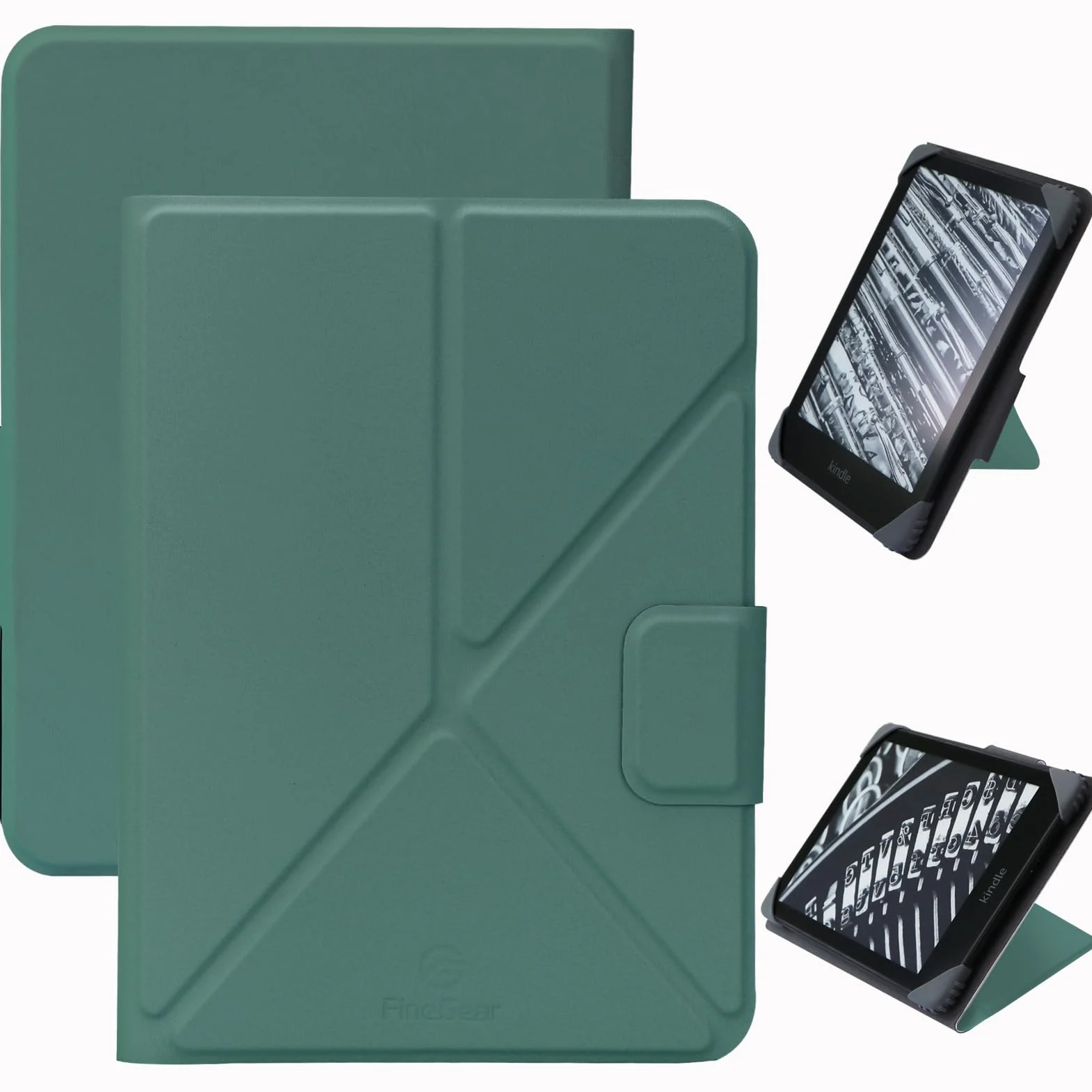 Funda Universal para 7'' Kindle Colorsoft Signature Edition 2024, 7'' Paperwhite 2024, 6.8'' Paperwhite 2021 - Cuero PU Cubierta de Folio Verde