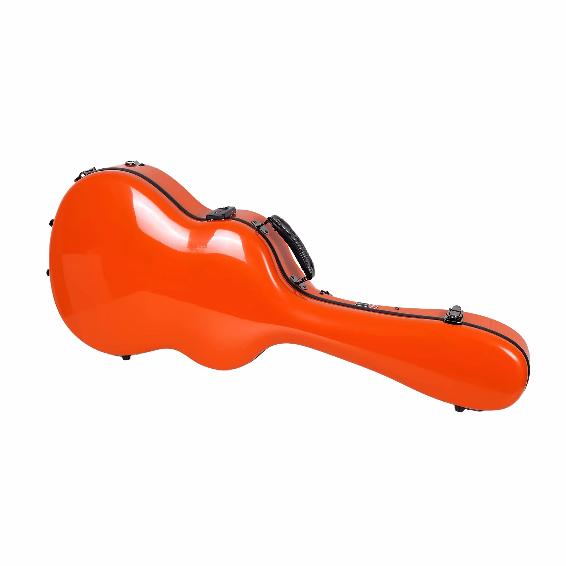 Crossrock Funda para Guitarra clásica de Fibra de Vidrio para Cuerda de Nailon 4/4, Carcasa Naranja Brillante, Cerradura TSA, Interior de Terciopelo Azul, Funda Moldeada Ligera para Viajes, Orange