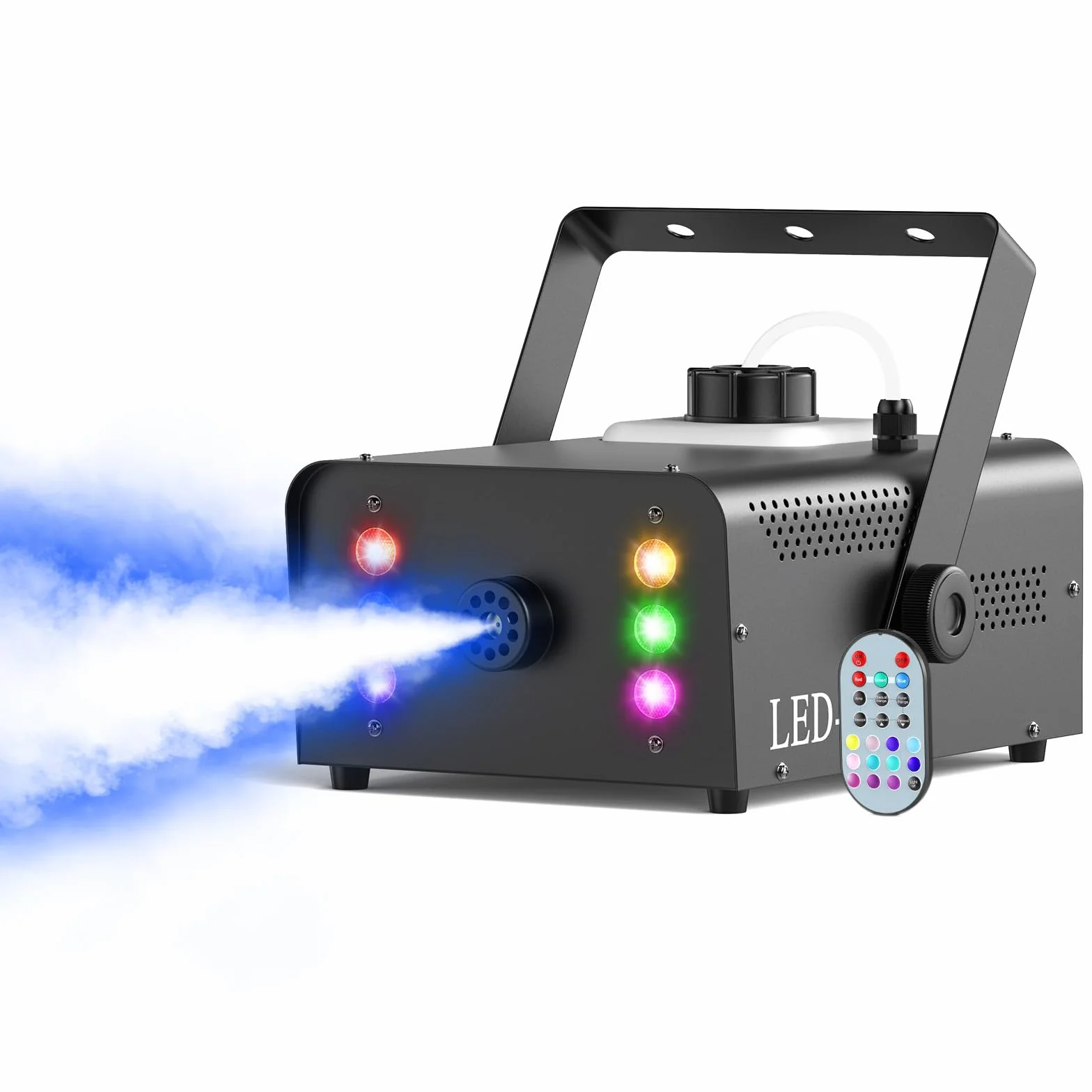 UKing 1500W Máquina de Humo con 6 LED RGB, Máquina de Humo para Fiestas con Control Remoto y 1L Tanque, Alto Volumen de Niebla, para Halloween, Navidad y bodas