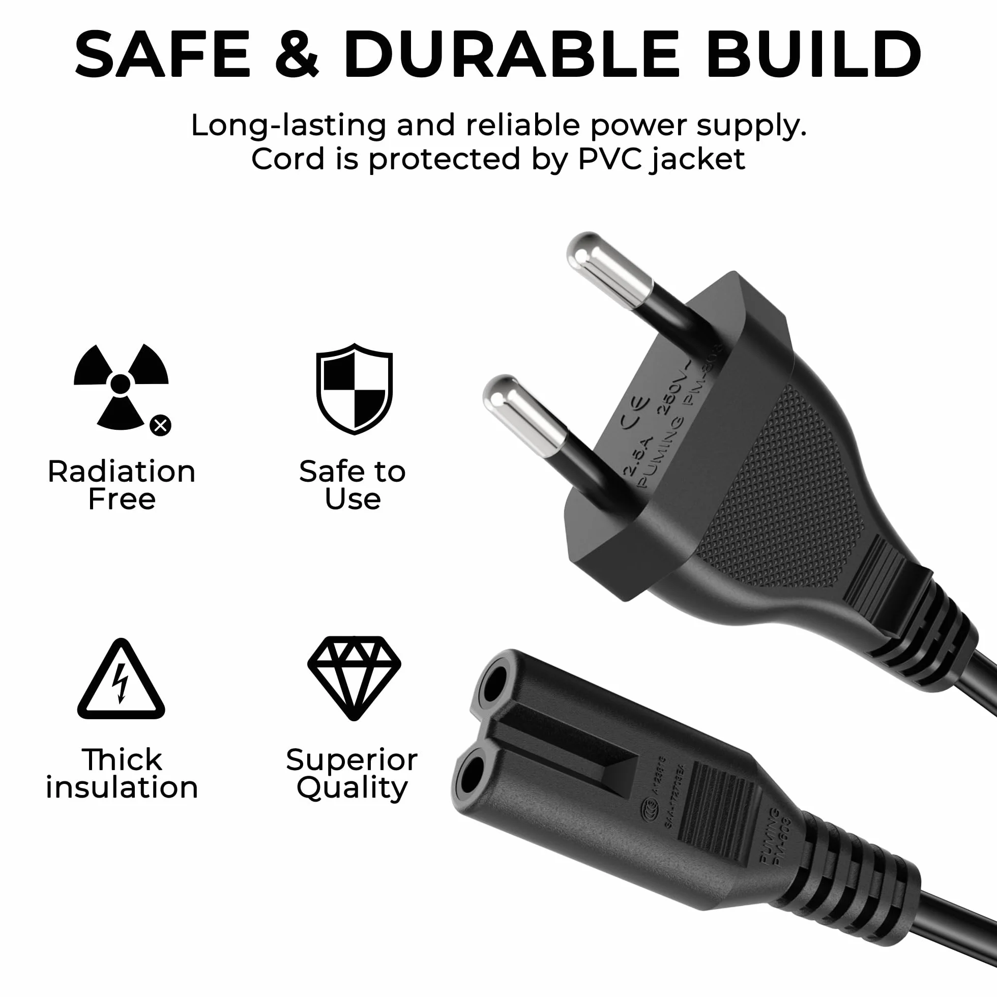 Meliya Cable de Alimentación Euro Conector en Zócalo Cable C7 Euro 8 Cable para Pequeños Electrodomésticos TV,DVD,Monitor,PS5/ PS4/ PS3/ Xbox Series X/S(2M)