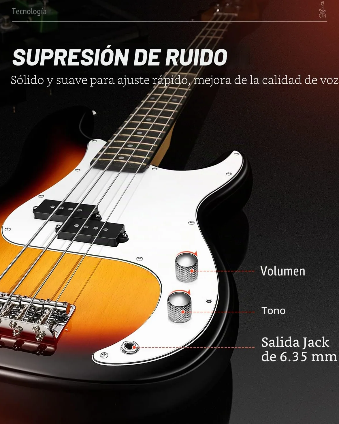 Donner 4 cuerdas Bajo Eléctrico Tamaño Completo con bolsa, correa de guitarra y cable de guitarra (Sunburst, DPB-510S)