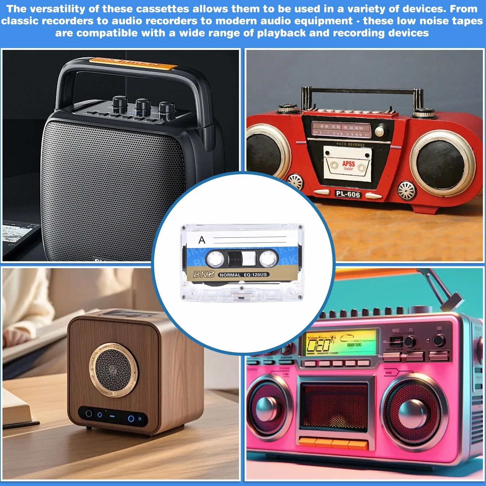 Casetes de audio vacíos 60 min 10 unidades cinta de plástico transparente para conferencias