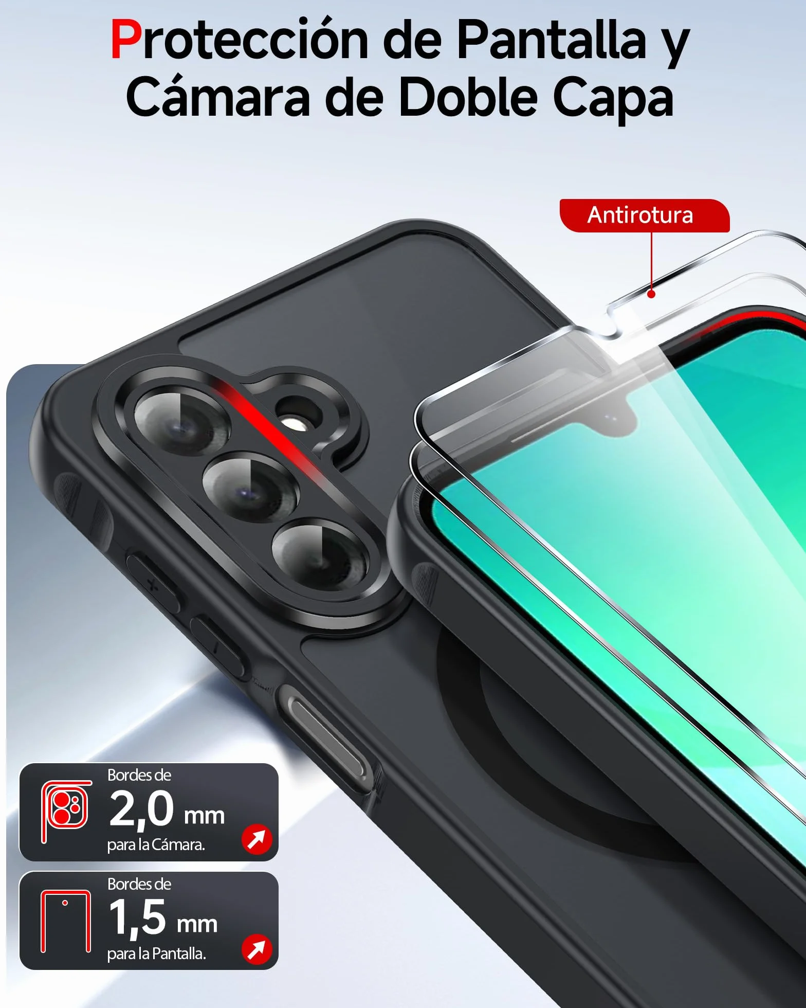 LeYi Funda Magnética para Samsung Galaxy A26 /A 26 5G / 4G, Compatible con MagSafe [2X Protector de Pantalla] Movil Carcasa Antigolpes Helada Translúcida Antihuellas Cuerpo Completo Capa, Negro