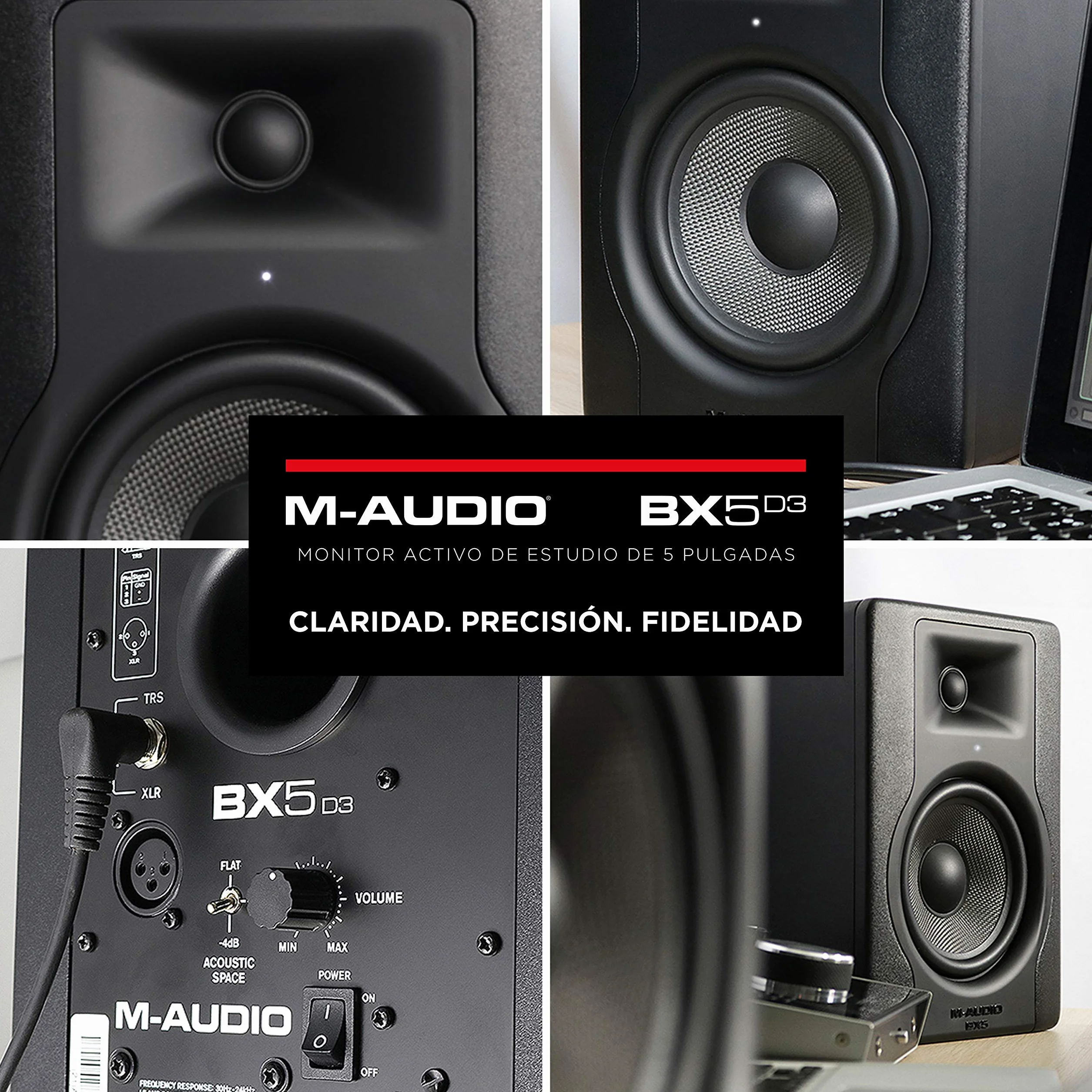 M-AUDIO BX5 D3 5 Pulgadas Monitor de Estudio, аltavoz Activo, con woofer 5 Pulgadas para producción Musical y Mezclas, con función Acoustic Space Control - 1 Pieza