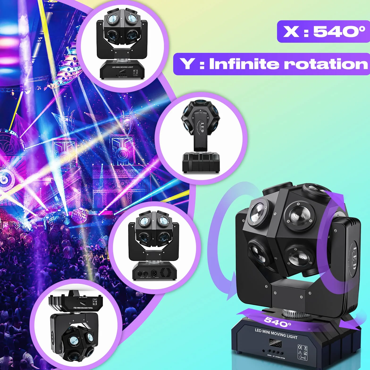 150W Cabeza Móvil RGBW 4 en 1 Luz de Foco Móvi 360° - Drehung DJ Luces DMX512 Led Strahler con tono de activación para iluminación de escenario Fiesta Disco Club Boda Beweglich Kopf Luces - 2 piezas