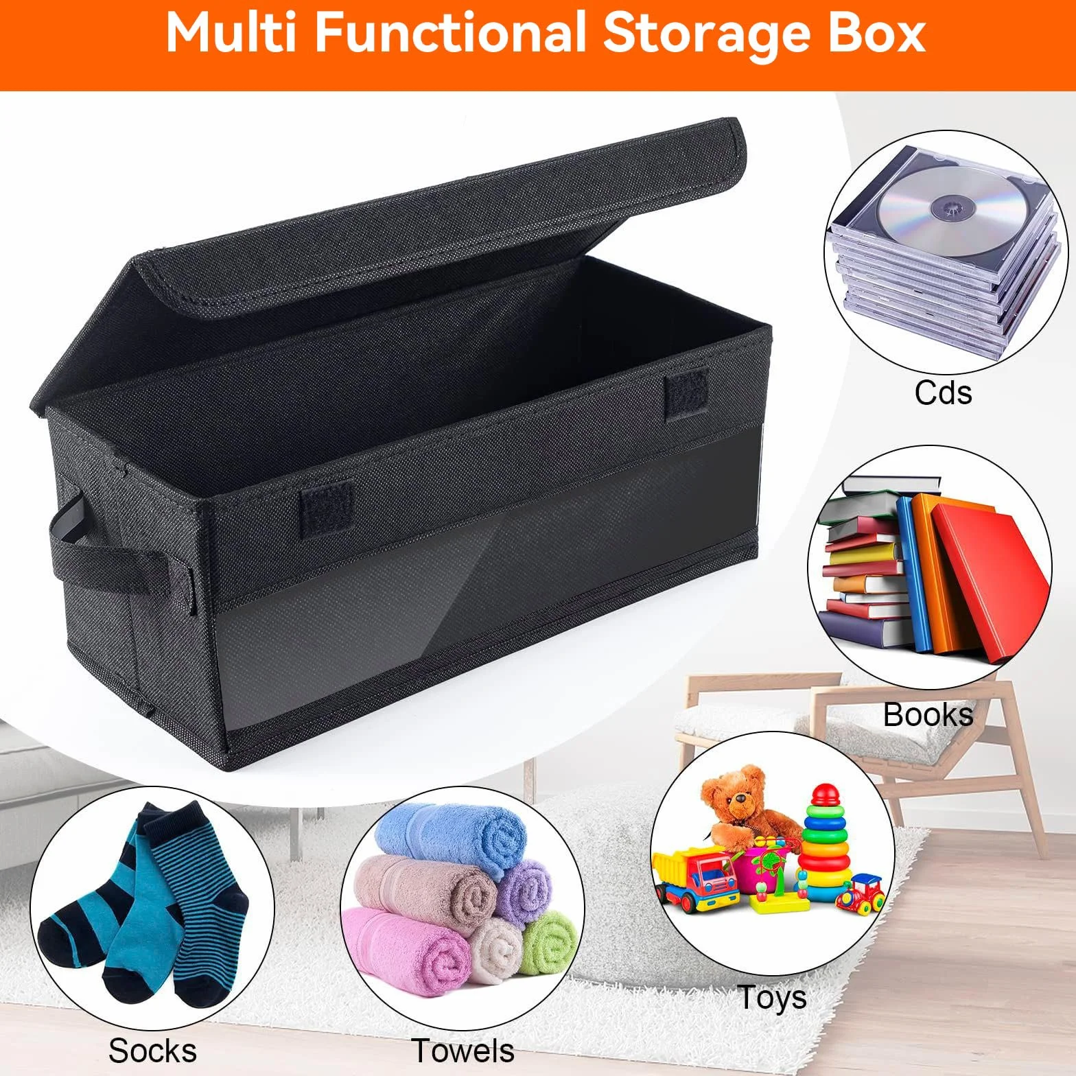 3 Piezas Cajas De Almacenamiento Para Cd Apilable,Caja Cd Tiene Capacidad Para 32 Cd,Caja Almacenamiento Con Ventana De Visualización,Adecuado Para Libros, Documentos, Juguetes,Negro