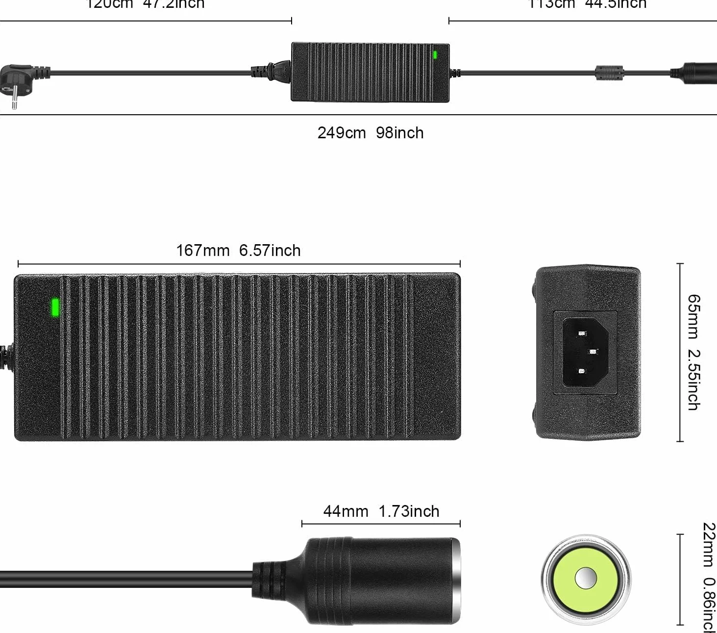 Convertidor transformador adaptador de alimentación cargador CA 220 V a DC 12 V 10 A 120 W encendedor de cigarrillos para nevera eléctrica Mini compresor de aire para aspiradora de mano Mini nevera