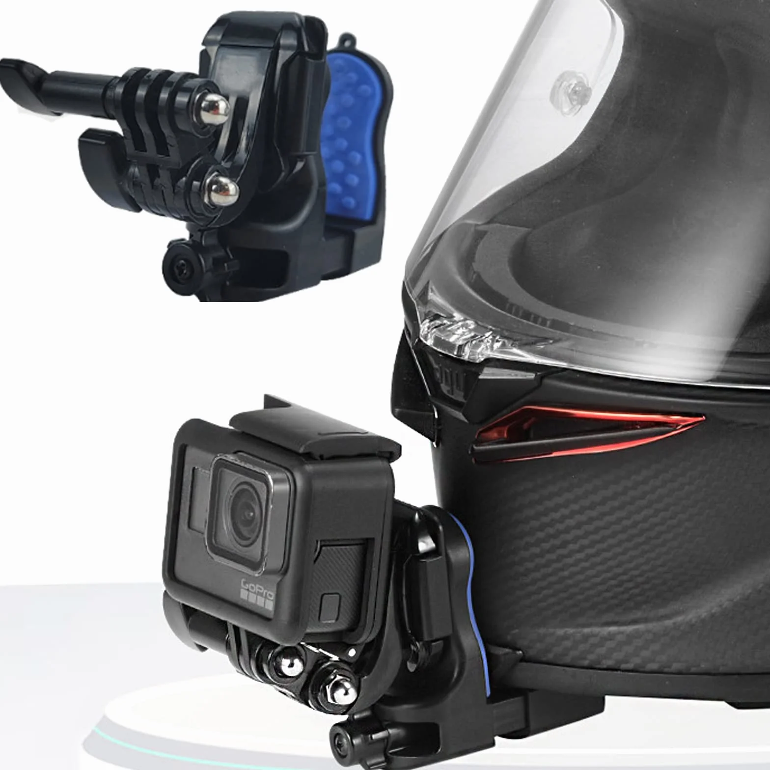 Soporte de Casco de Moto Mento para GoPro Hero 13 12 11 10 9 DJI Osmo Action 5Pro 4 3/Osmo 360 Insta360 Ace Pro 2/GO Ultra, Adaptador Soporte Barbilla Accesorios para GoPro/Insta360/DJI Cámara