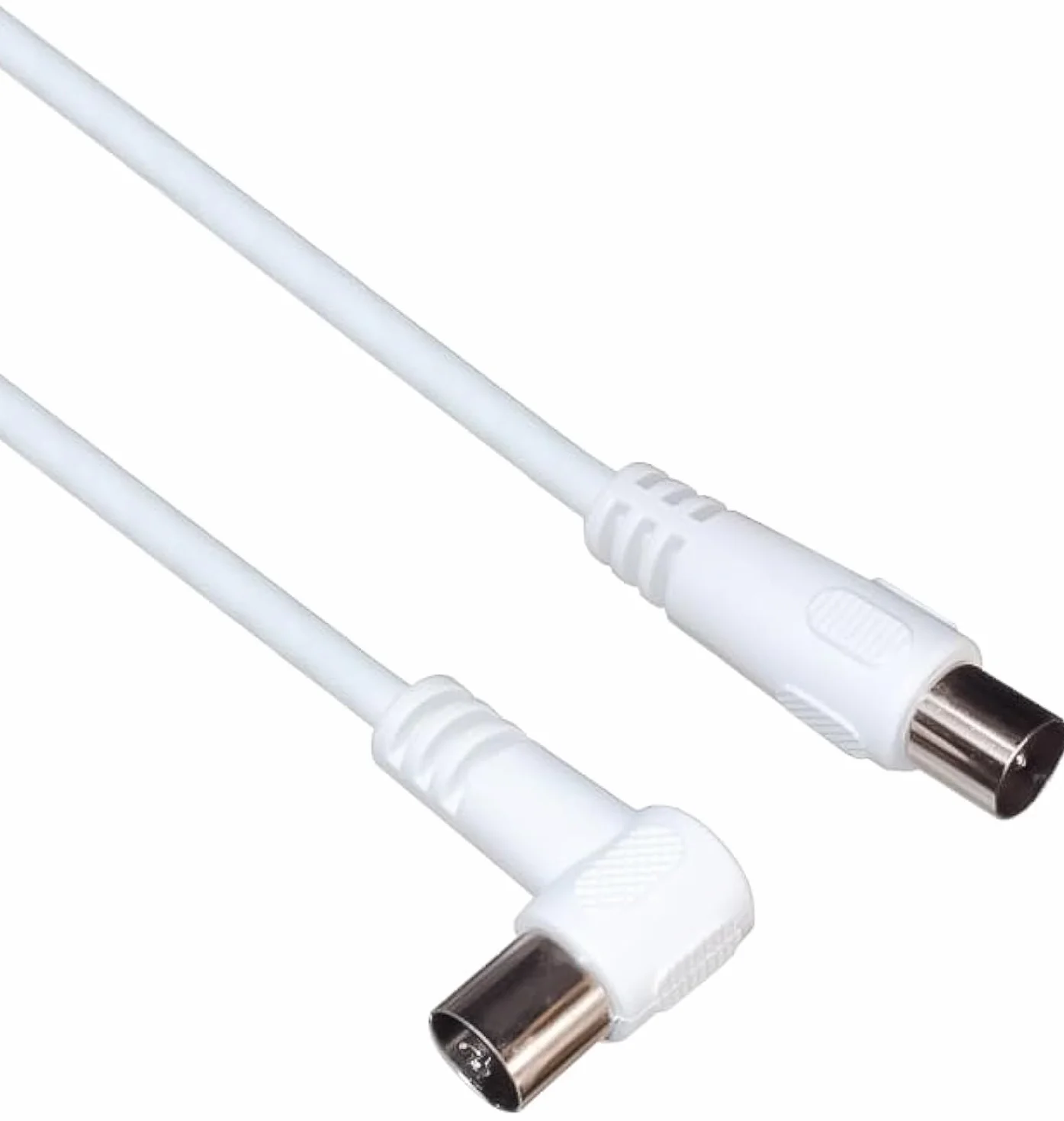 Cable de Antena Coaxial TV 20m, 75 Ohm, Iec Macho A Hembra 90°, Apantallado para DVB-C/T/T2, 4K UHD