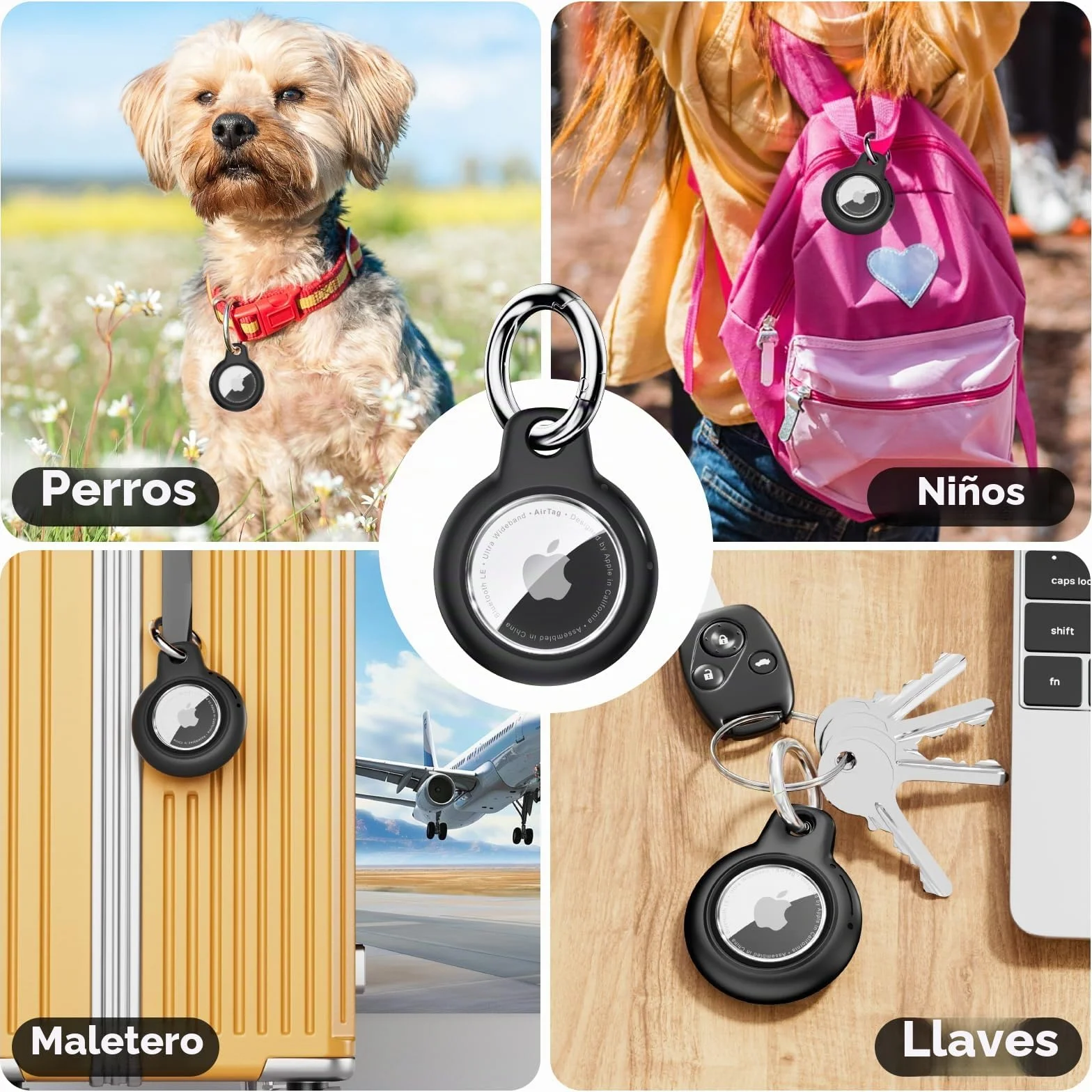 Waterproof for Apple Airtag Holder Case with Lock, Airtag Pendant Key Ring Case with Keychain for Luggage/Bicycles/Pets