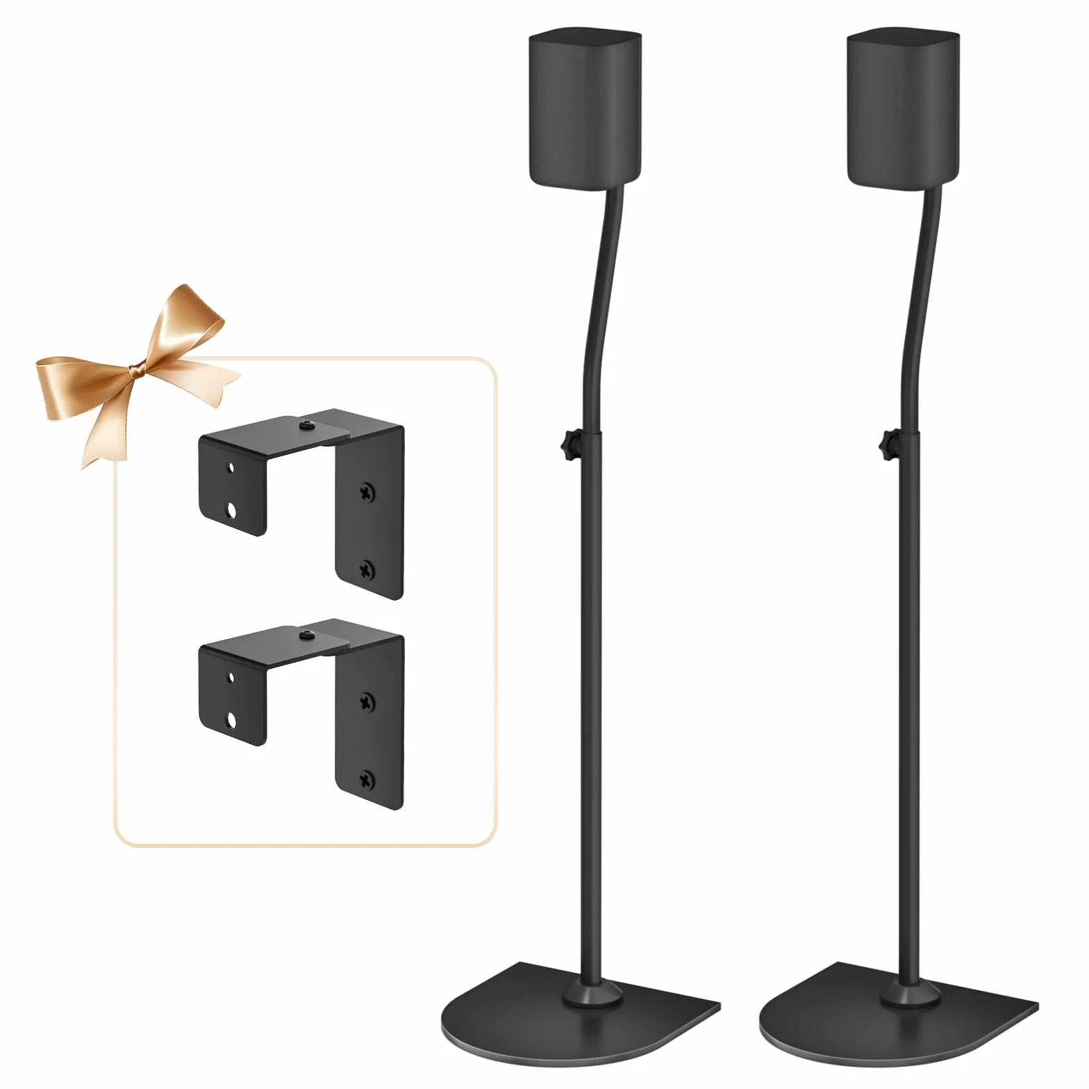 Pareja de Soportes de Altavoz Universal, Regulables en Altura de 84 a 106 cm, con Soporte de Pared para Samsung, Vizio, Bose, LG, Roku, Altavoces Traseros y Altavoces de Sonido Envolvente