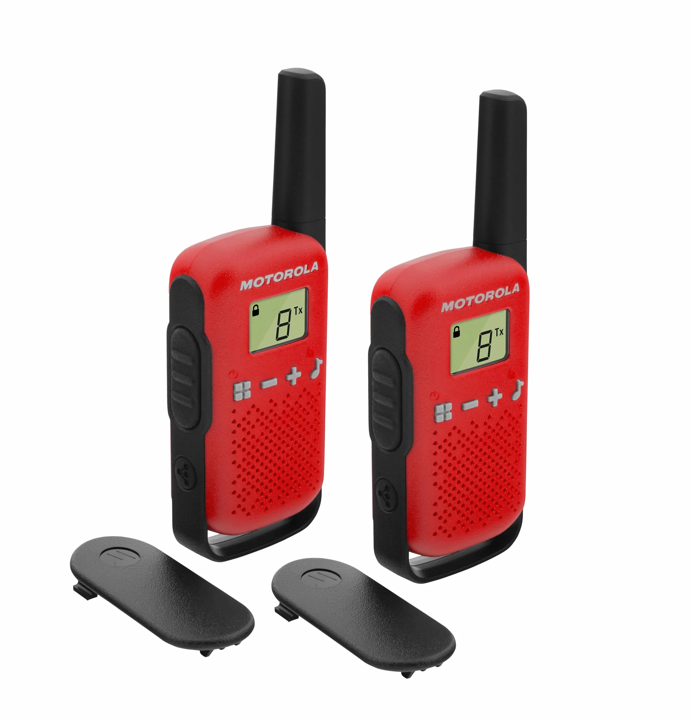 Motorola Solutions - T42 RED Walkie Talkie Talkabout PMR446, 16 Canales, Alcance 4 km, Rojo, 2 Unidades, Función de Llamada en Grupo