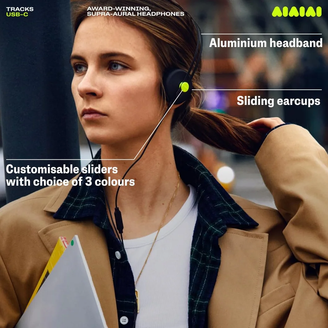 Aiaiai Tracks USB-C Auriculares Supra-aurales galardonados con Sonido Full-Spectrum, Control Remoto de Tres Botones con micrófono y Diadema de Aluminio