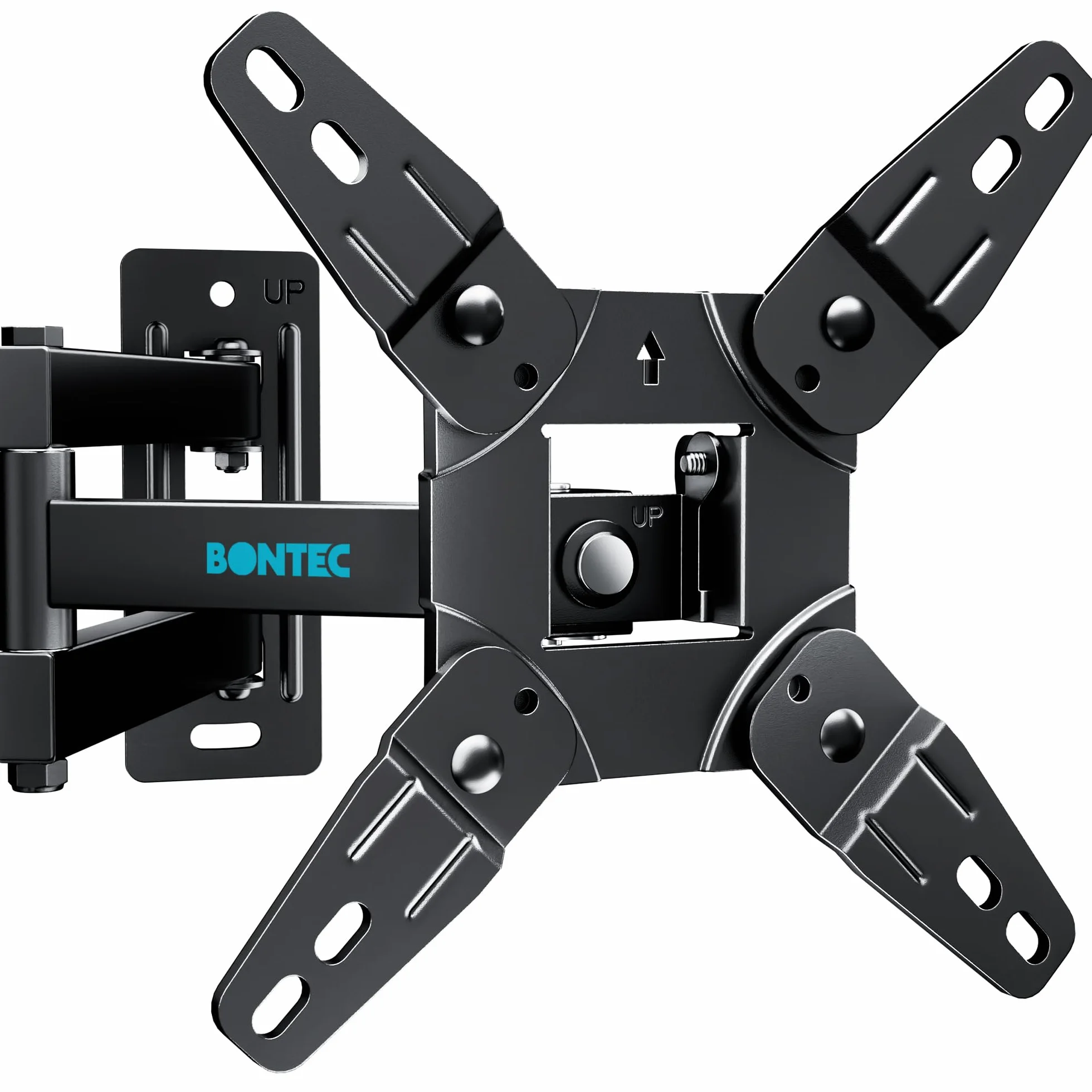 BONTEC Soporte TV Pared Inclinable Giratorio 13-42 Pulgadas Planos Curvos LCD LED OLED, Brazo Extensible hasta 25 kg VESA 200x200 mm