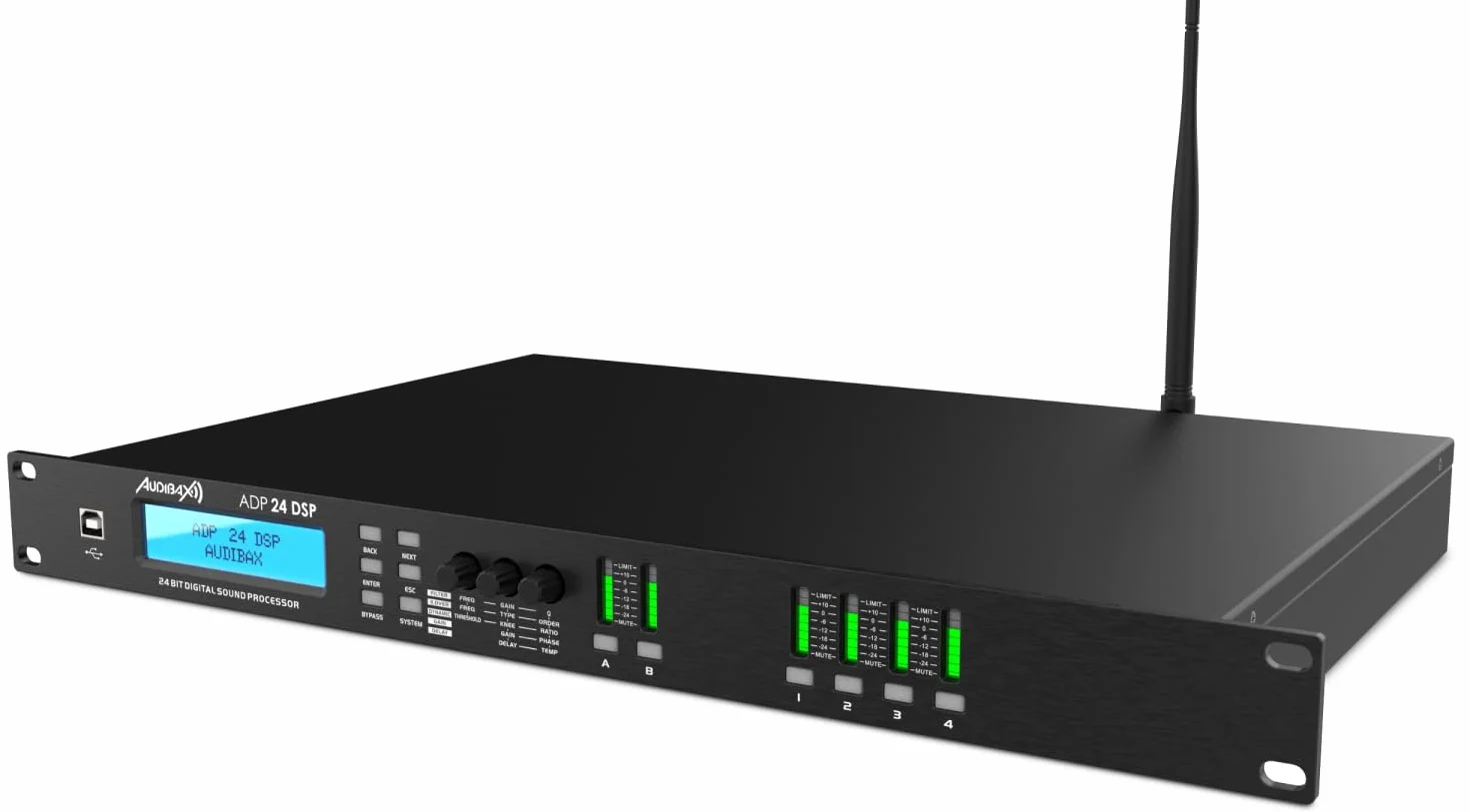Audibax ADP 24 DSP Procesador de Sonido/Crossover Digital 19" 4 Canales de Salida