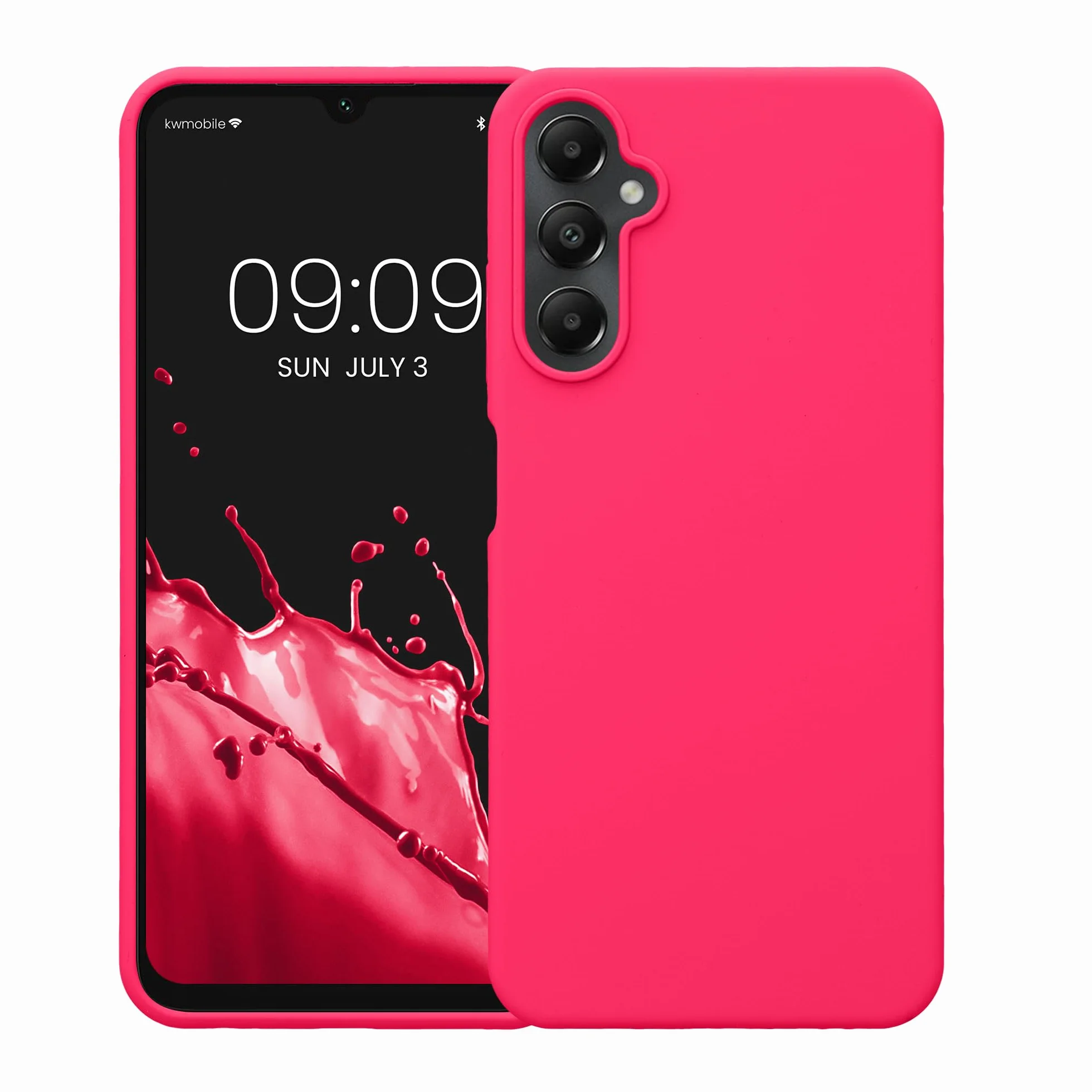 kwmobile Carcasa Compatible con Samsung Galaxy A05s Funda TPU Silicona Antigolpes Carga Inalámbrica Rosa Neón