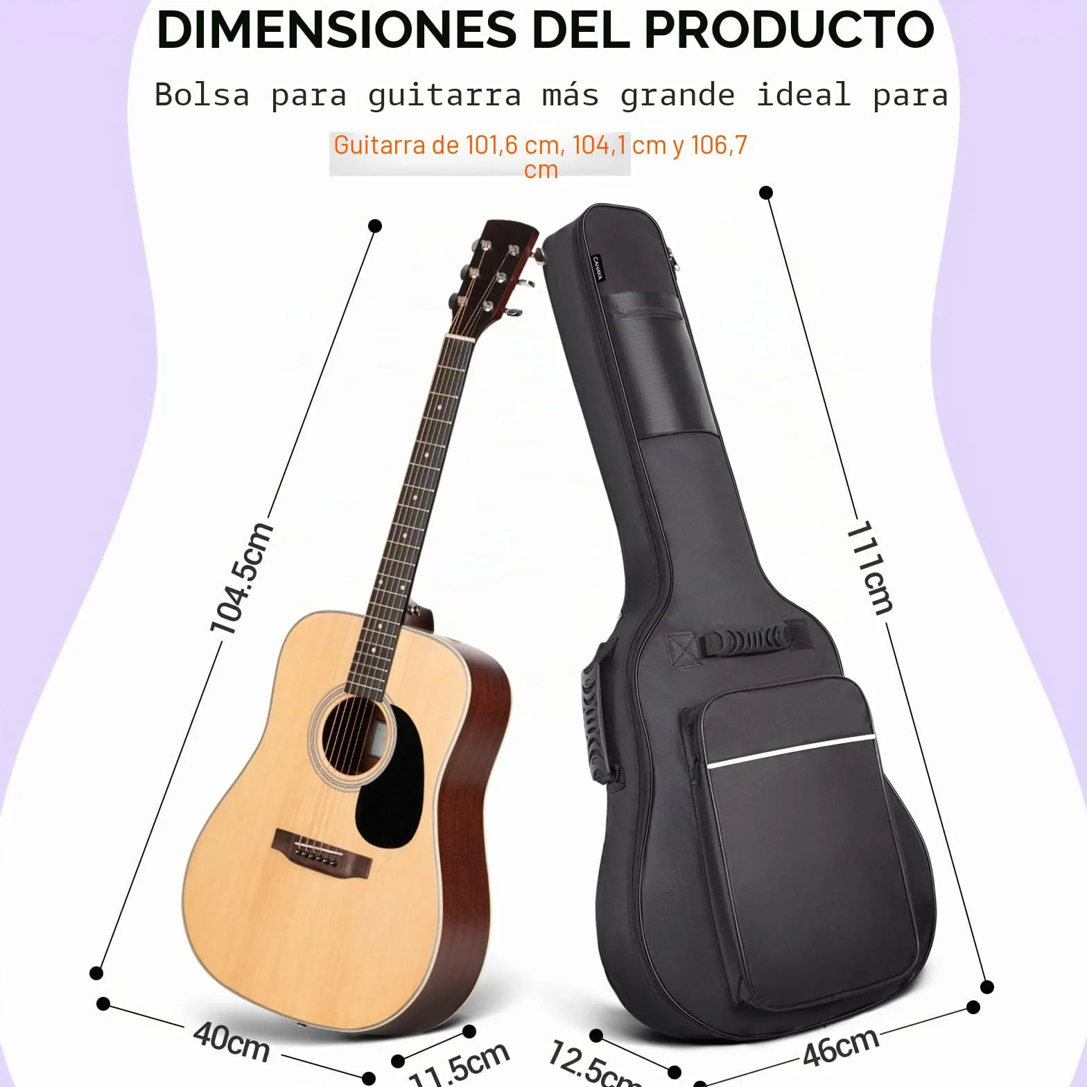 CAHAYA Funda para Guitarra Acústica 40 41 42 Pulgadas Versión Mejorada Premium 12mm Esponja Acolchada