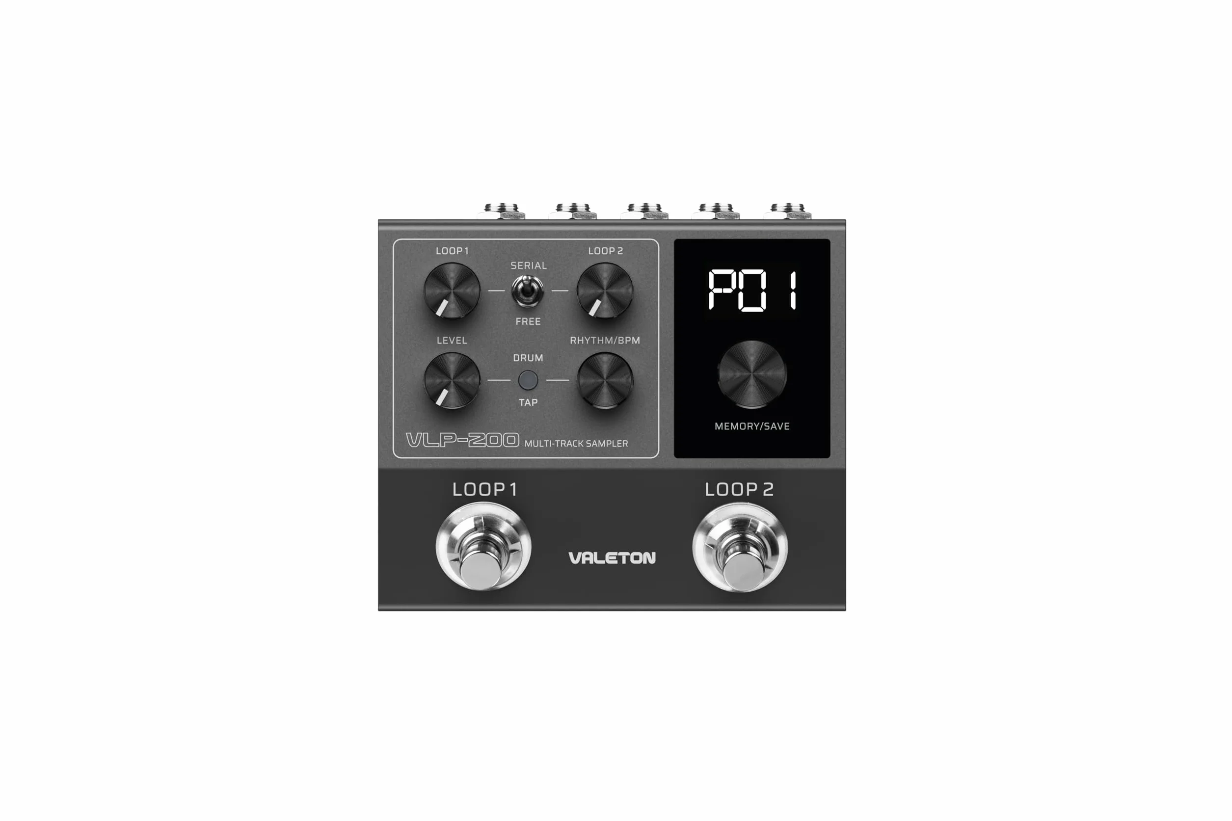 Valeton VLP-200 Pedal de looper doble para guitarra, bajo y voz (estación de loops, looper de guitarra, 2 canales, 24 bits, 99 proyectos, 7 h de grabación, 100 patrones de batería, MIDI), negro