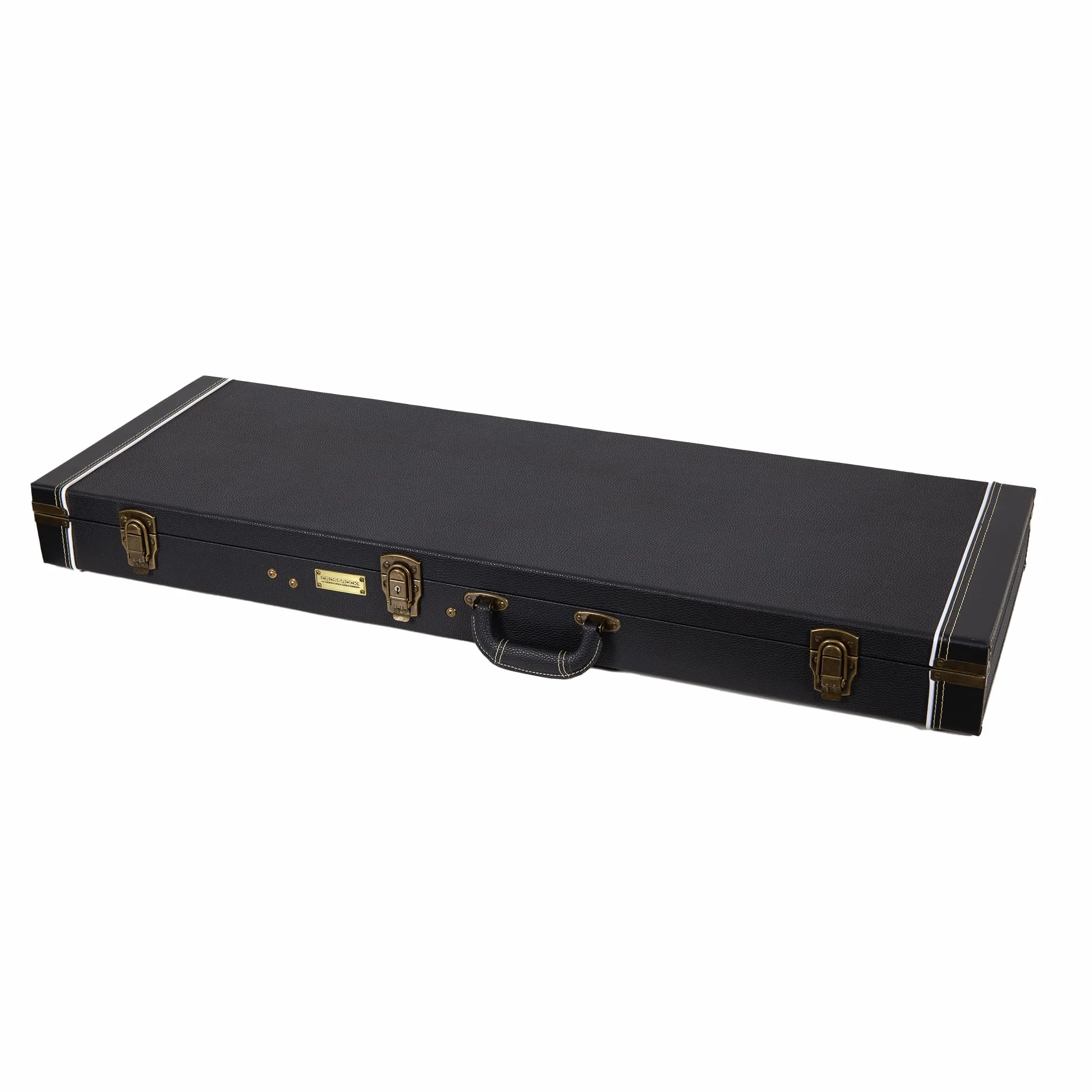 Crossrock Funda de Madera para Guitarra eléctrica Jazzmaster (Estilo Moderno) y Jaguar, Acabado Negro, herrajes Vintage, Forro de Esponja, Compartimento de Almacenamiento, Black, Jazzmaster