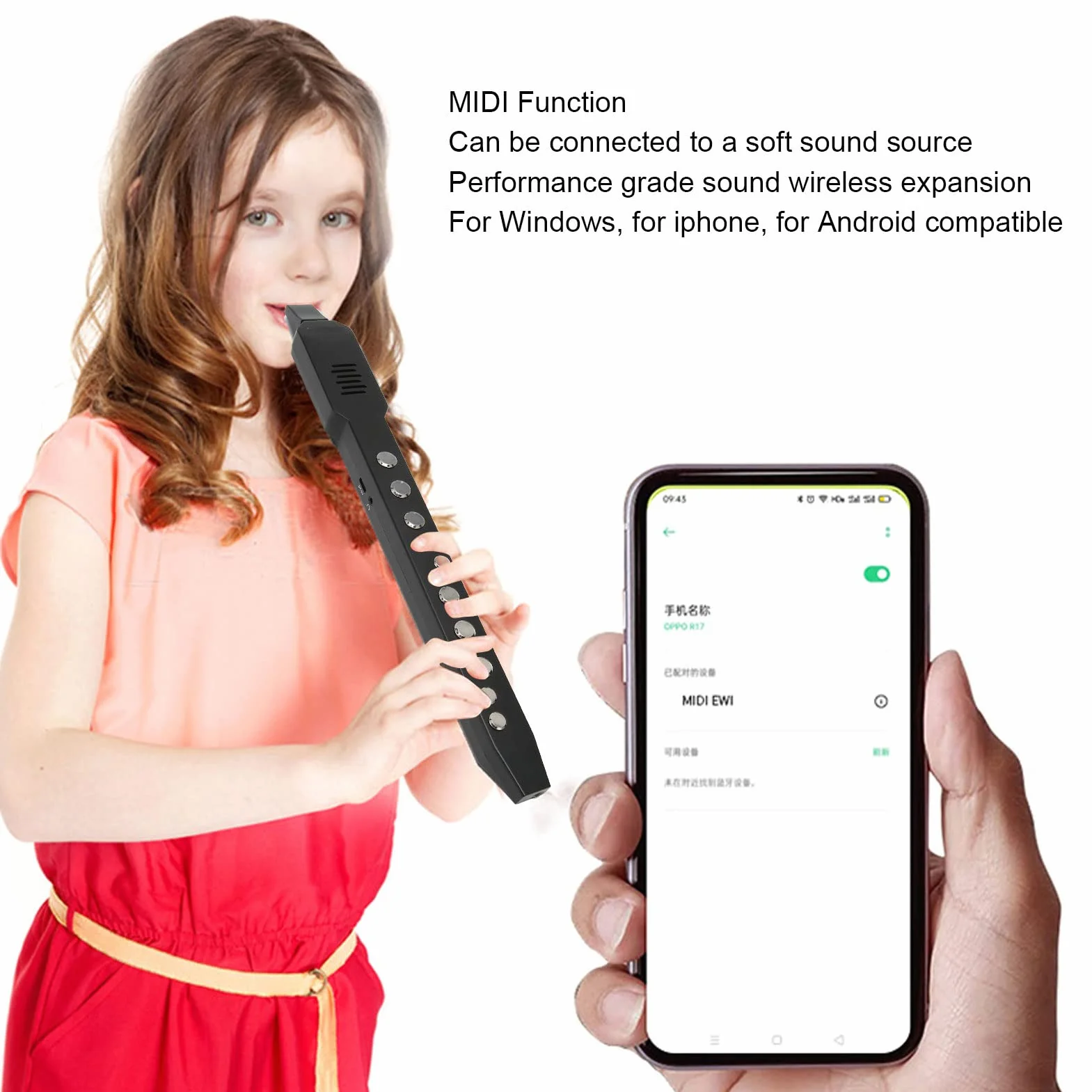 Fockety Instrumento de Viento Digital, Mini Instrumento de Viento Electrónico Profesional Integrado en 10 Tonos de Instrumentos Musicales Instrumento de Saxofón Midi con Batería Recargable