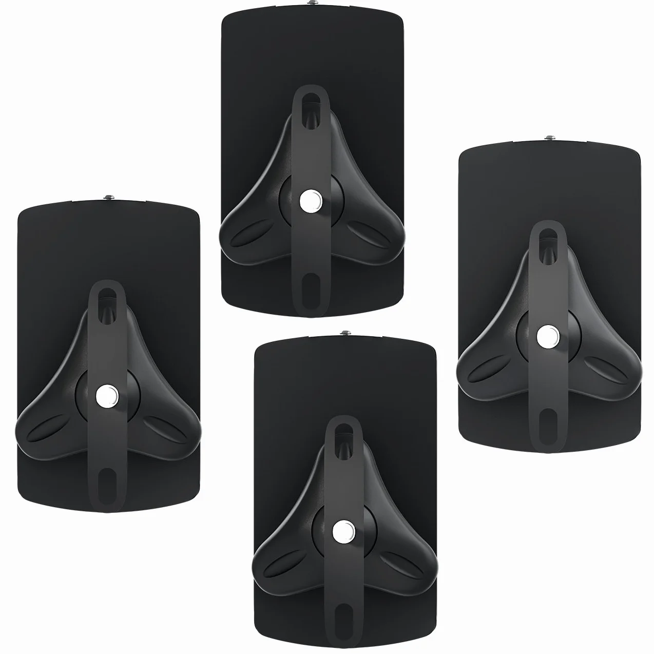 deleyCON 4X Soporte Universal para Altavoces y Bafles de Grado de Rotación + Inclinación hasta 10kg de Carga Instalación en Paredes y Techos - Negro