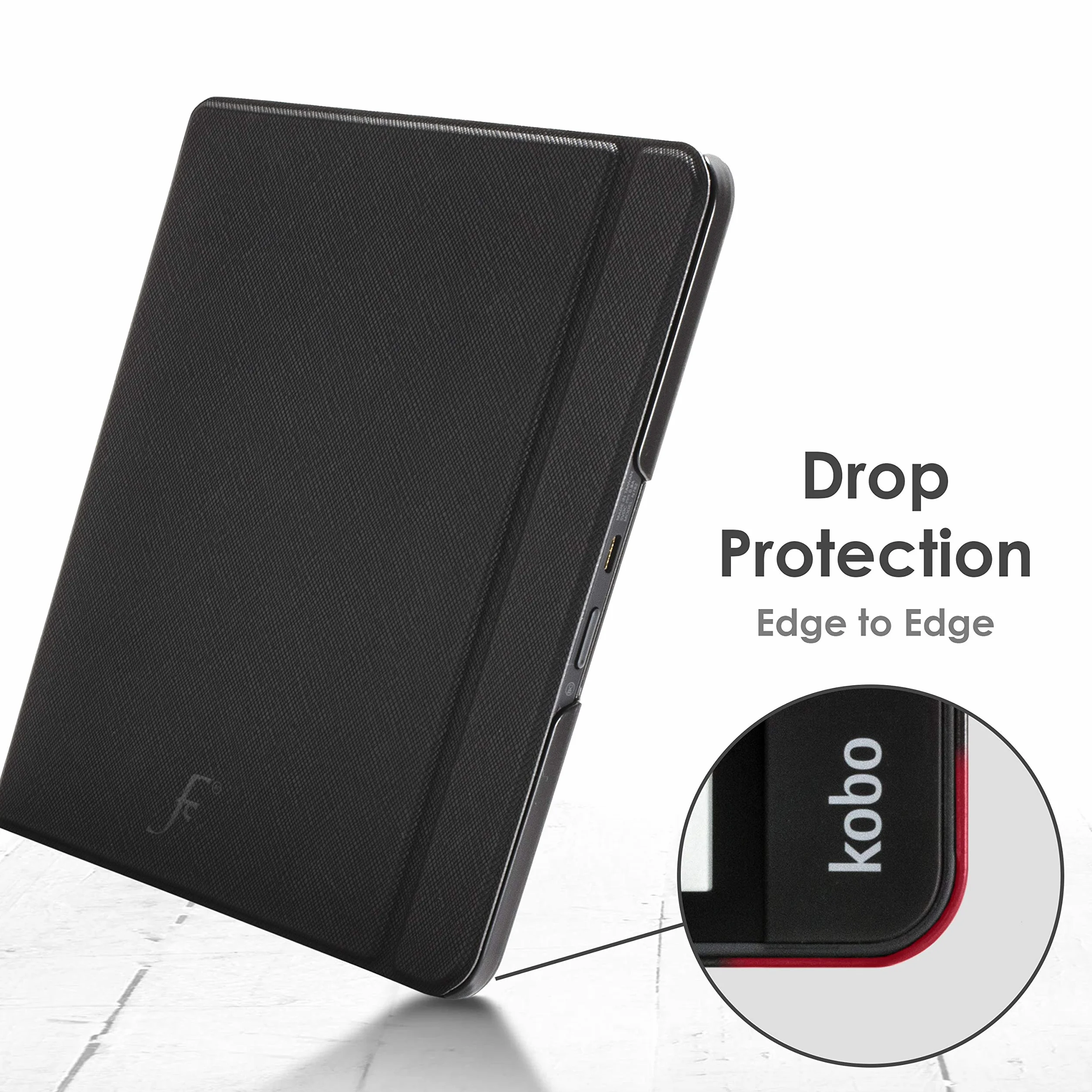 Forefront Cases Funda para Kobo Forma (Modelo 2018) - Delgado, Ligera y Protectora - Smart Auto Sueño Estela Función - Negro