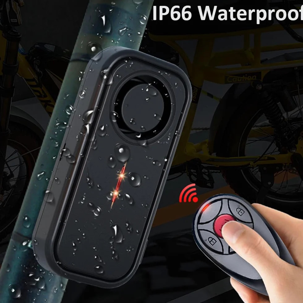 Mengshen 2 paquetes de alarma para bicicleta, 113 dB, IP66, resistente al agua, antirrobo, dispositivo de vibración, sensor de movimiento, sirena para bicicleta, coche, remolque, bicicleta eléctrica