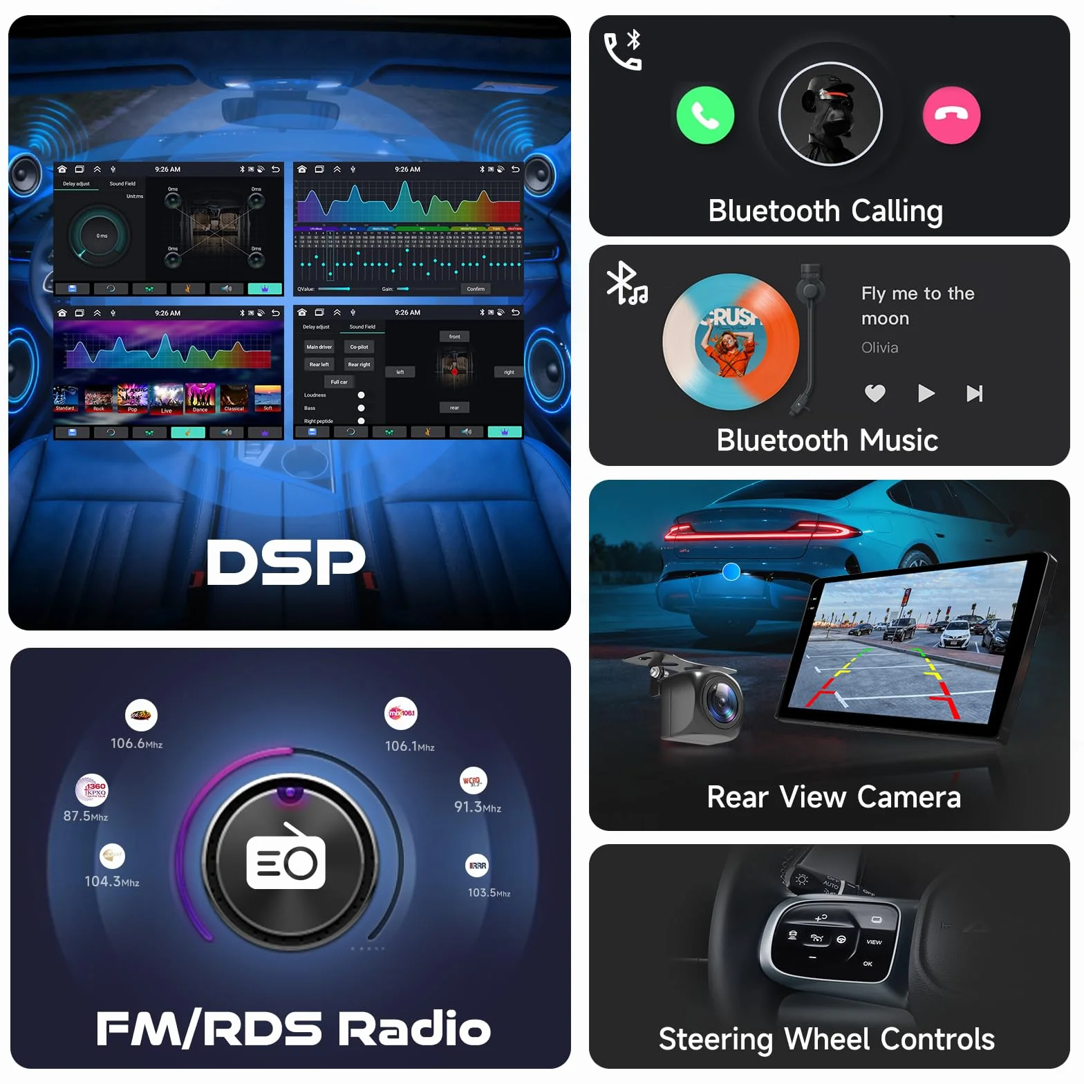 Hodozzy 6G+128GB 8-Core Android Radio para Mercedes Benz Smart 453 Fortwo 2014-2020 con Carplay Android Auto Inalámbrico, 2 DIN Pantalla Táctil 9 Pulgadas Radio Bluetooth GPS WiFi DSP FM/RDS Cámara