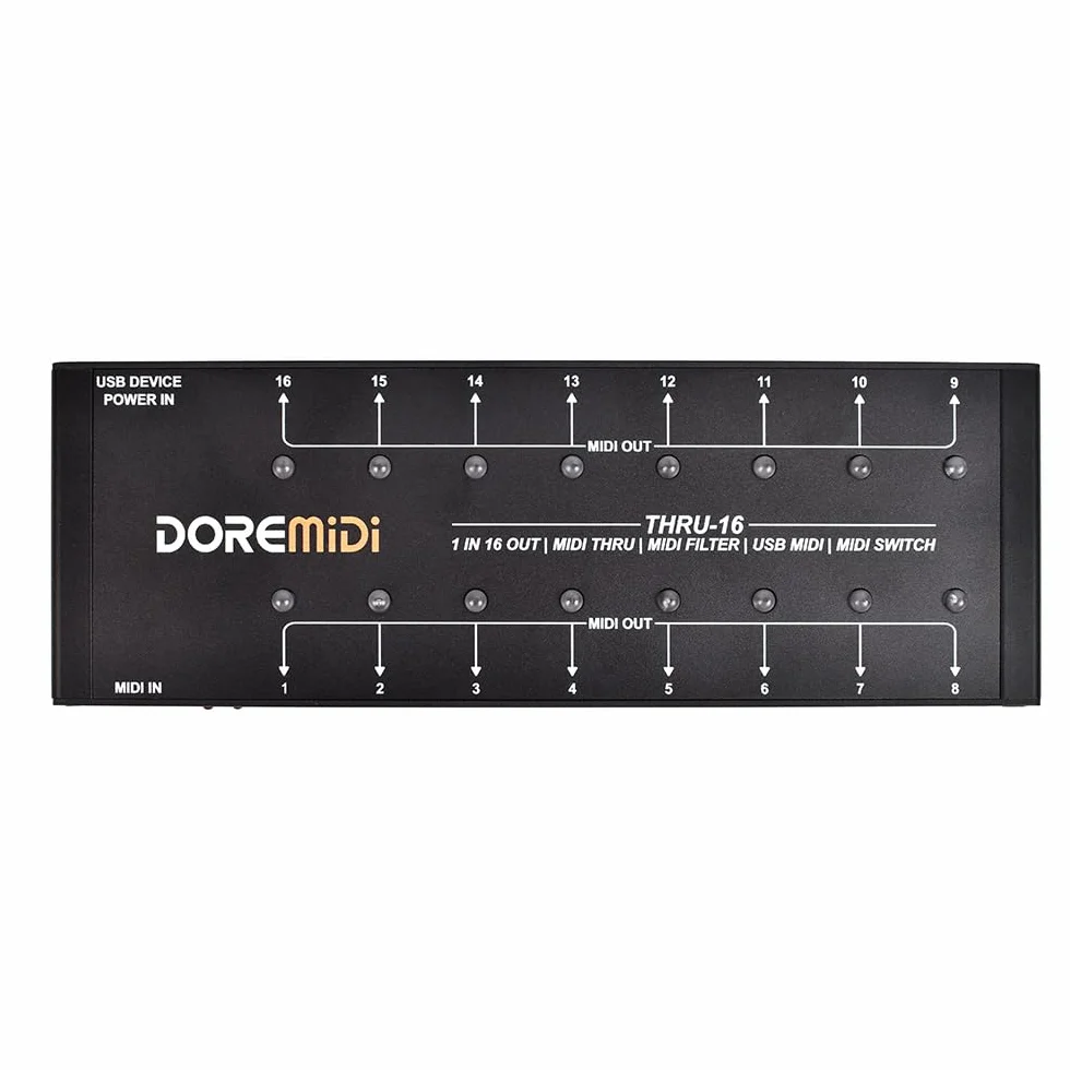 MIDI THRU-16 Box Filter & Switch 1 MIDI Input into 16 MIDI outputs and each MIDI output can edit MIDI filters(THRU-16)