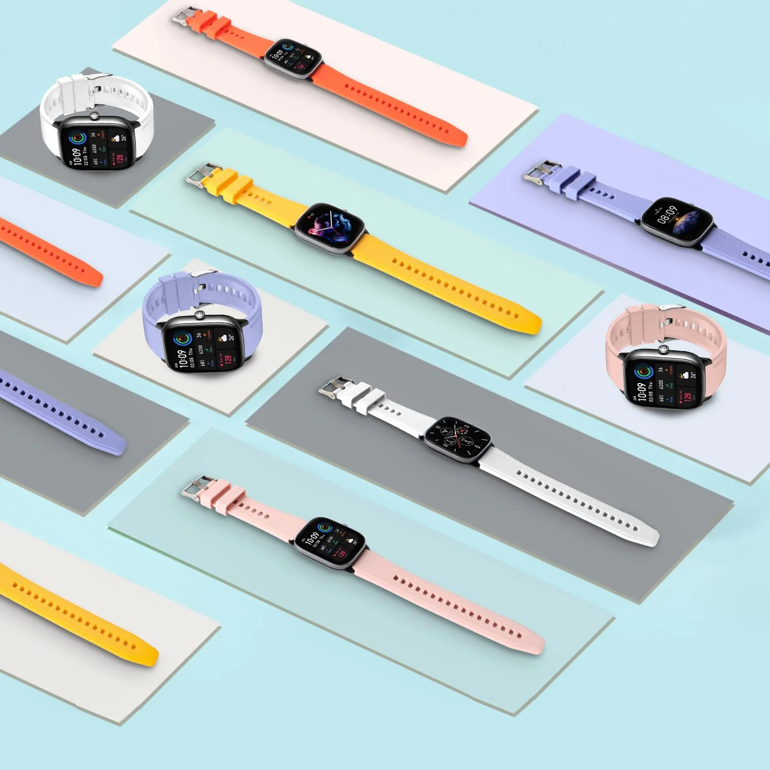 Correas 20mm Compatibles con Amazfit GTS 4, GTS 3, GTS 2, Bip 3, Bip U, Bip S, Bip - Silicona 5 Piezas