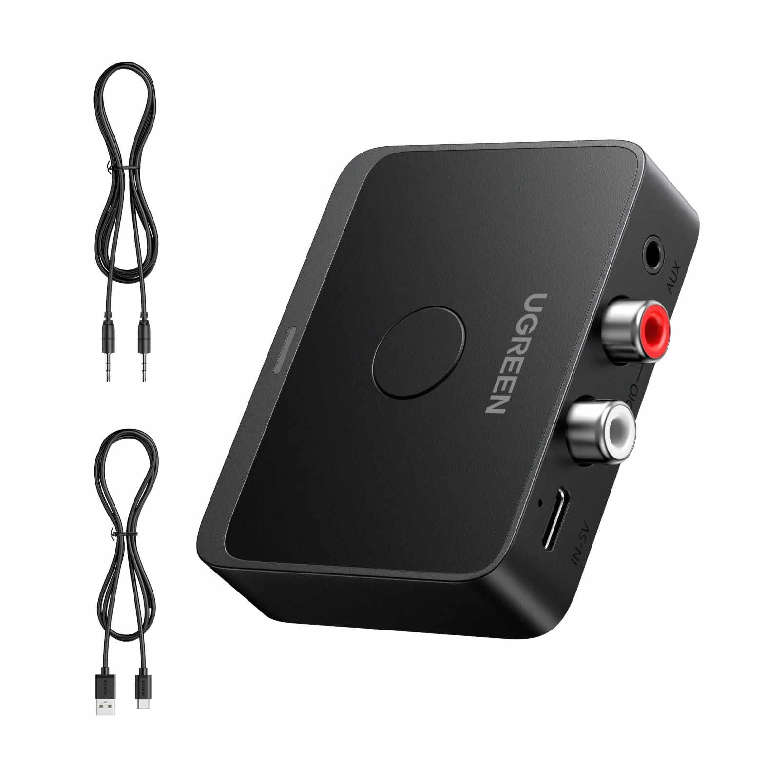 UGREEN Receptor Bluetooth 6.0 LDAC/SBC/AAC Audio USB-C Adaptador 2RCA 3.5 mm HiFi Baja Latencia Inalámbrico Compatible con Teléfono Tablet Altavoz Amplificador
